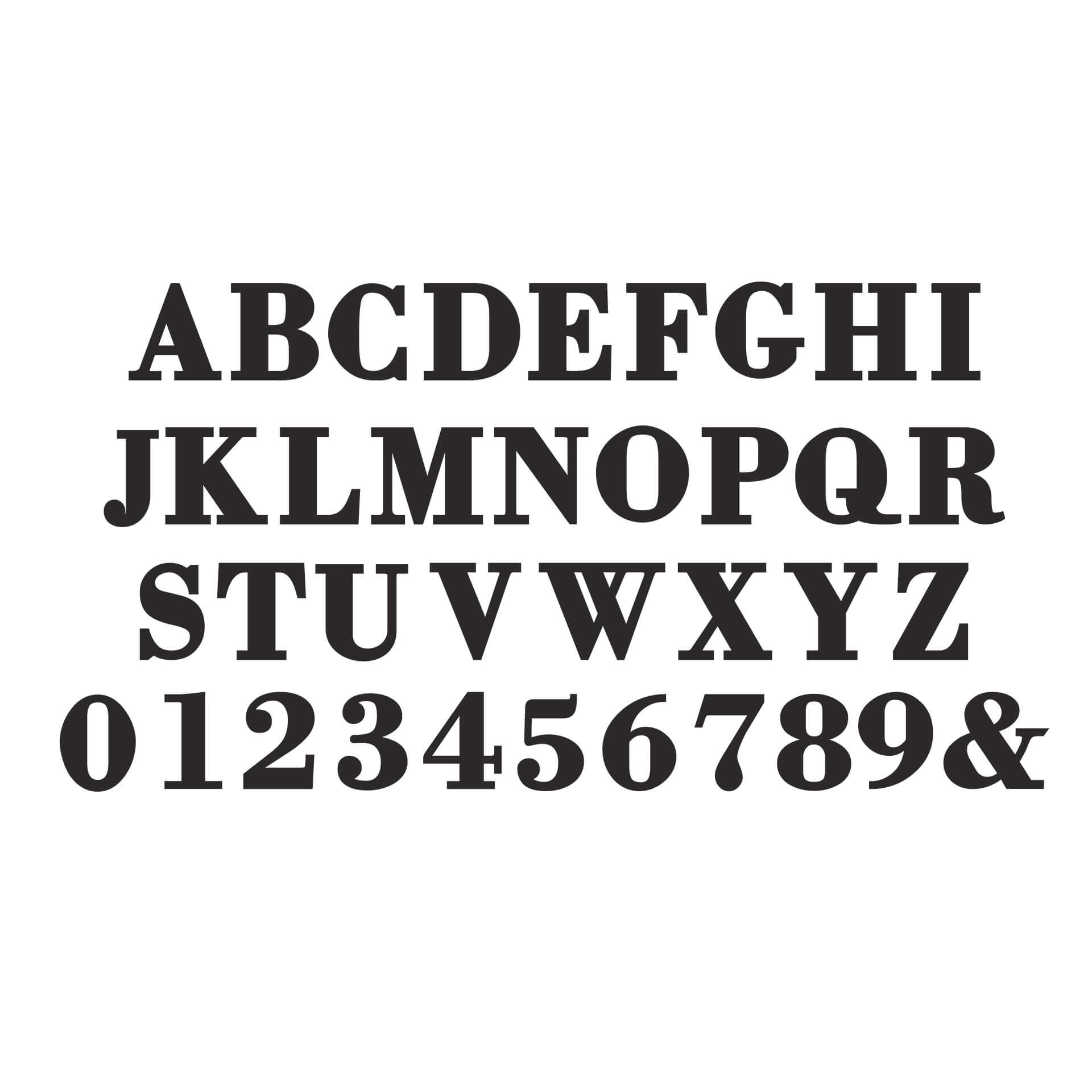 Decoratieletters van 15 tot 80 cm hoogte - Bodoni