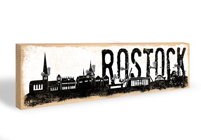Schlüsselbrett Rostocker Skyline + 5 Haken