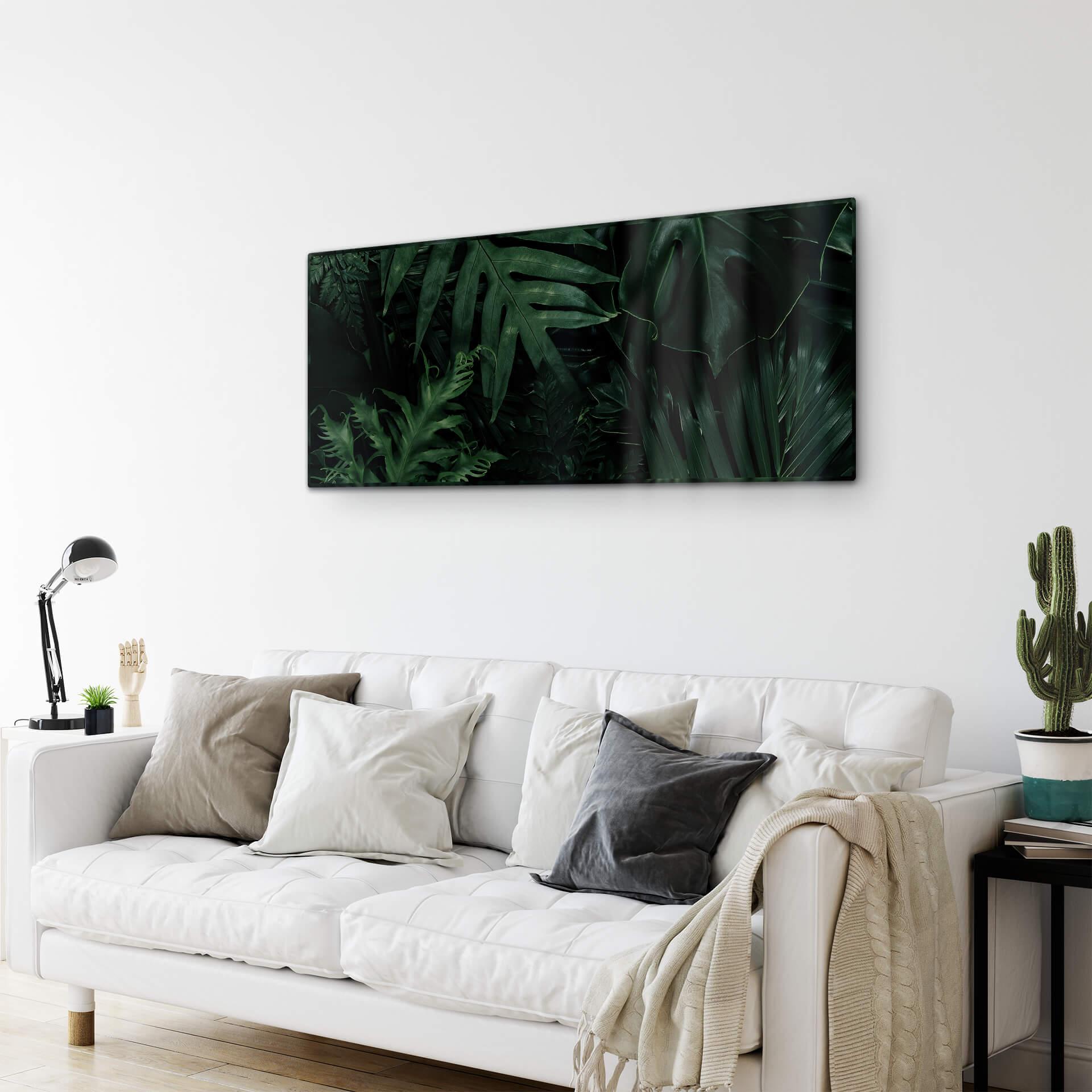 Glasschilderij Dark Green Jungle