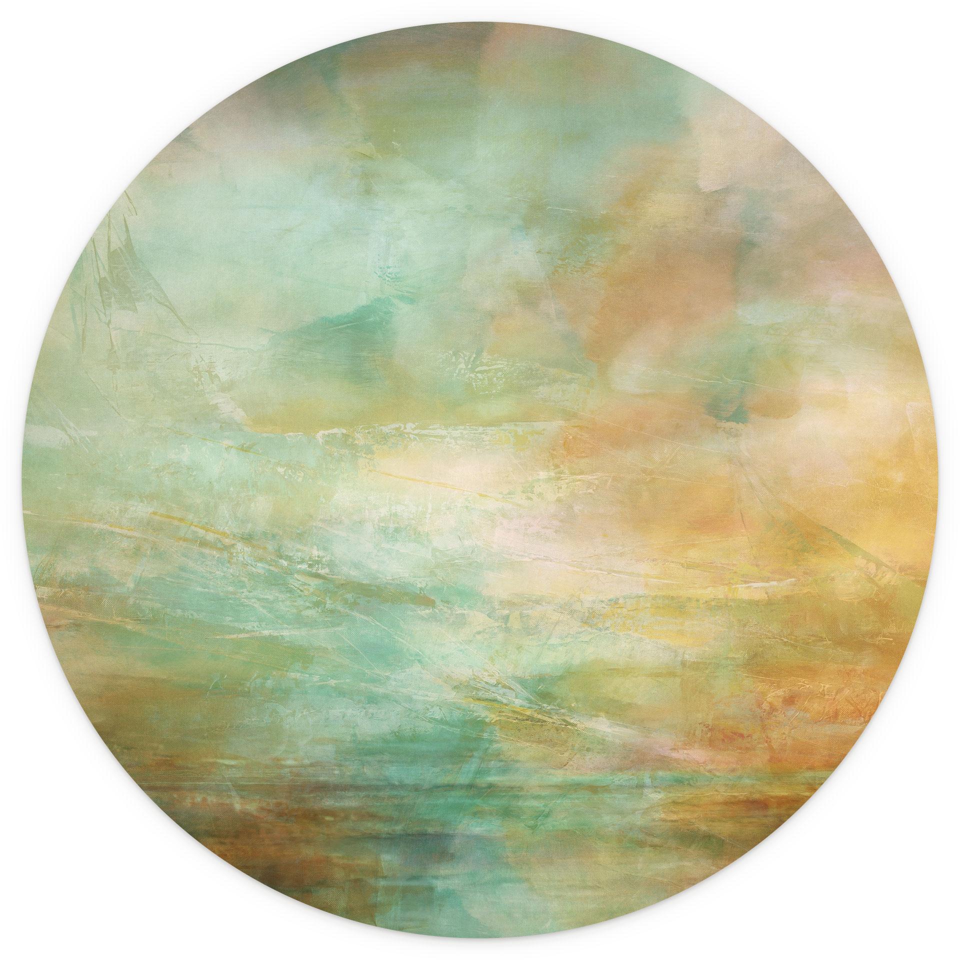 Fotobehang Turquoise gouden licht aan zee - Schmucker - Rond - Zelfklevend/niet-geweven