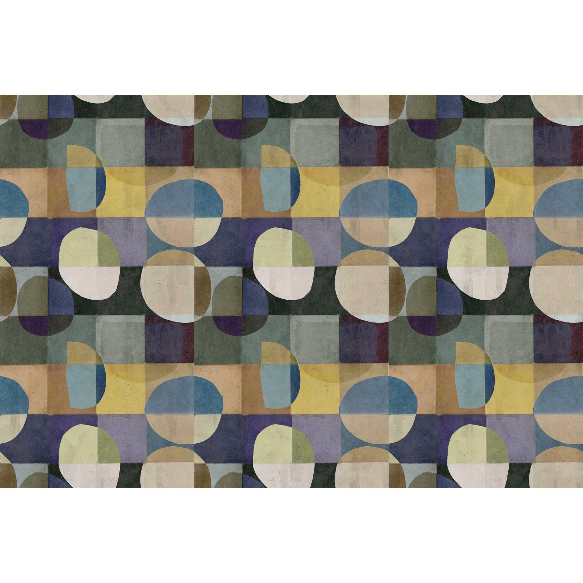Retro cirkelpatroon behang in aardetinten - vliesbehang met vintage flair