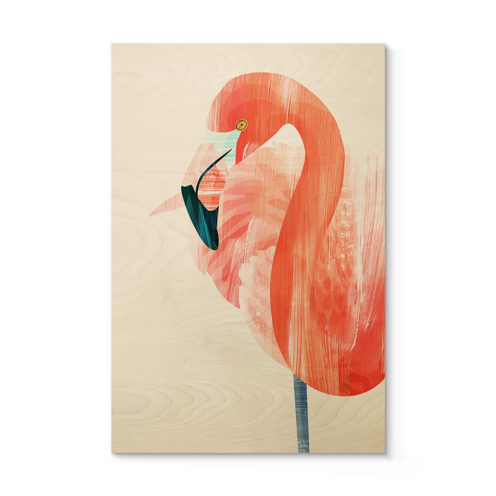 Goed Blauw Billede af træ - Pink Flamingo