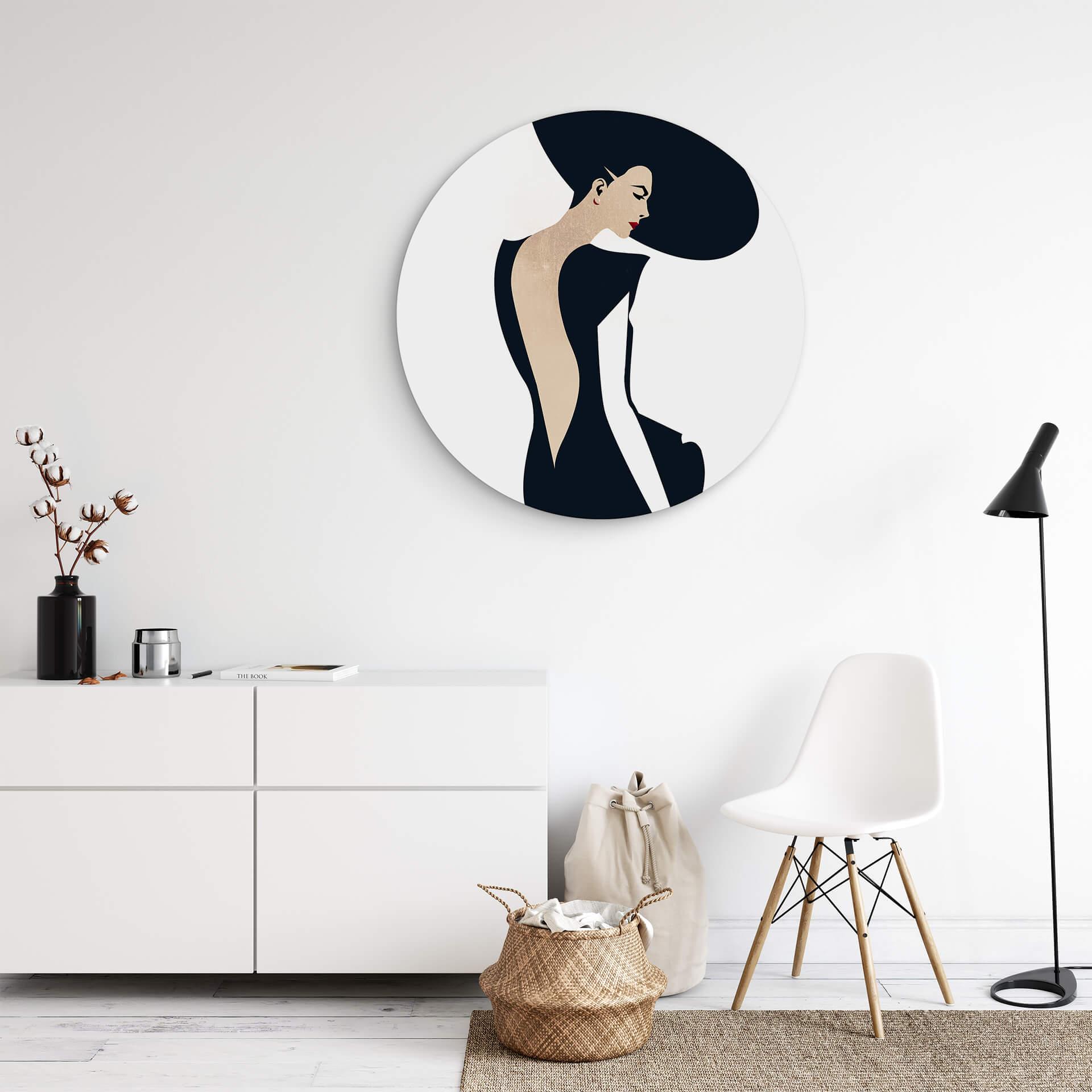 Wandcirkel Kubistika - Lady in Black