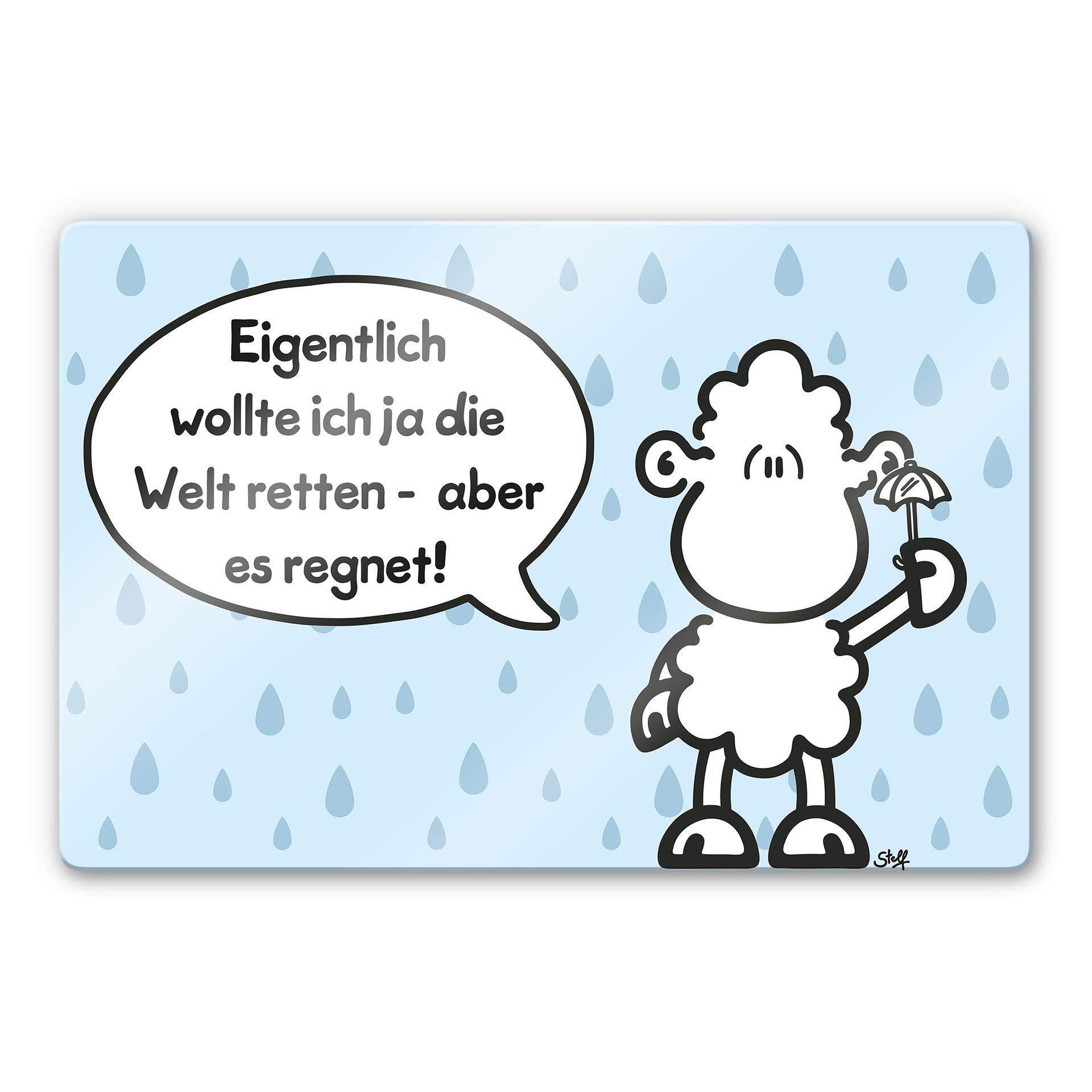 Glasbild sheepworld Worthelden Welt retten