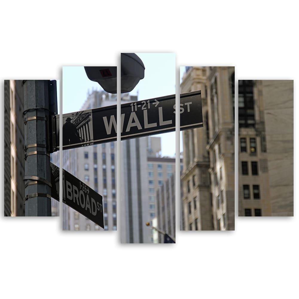 5-delige canvasprint, New York Wall Street VS