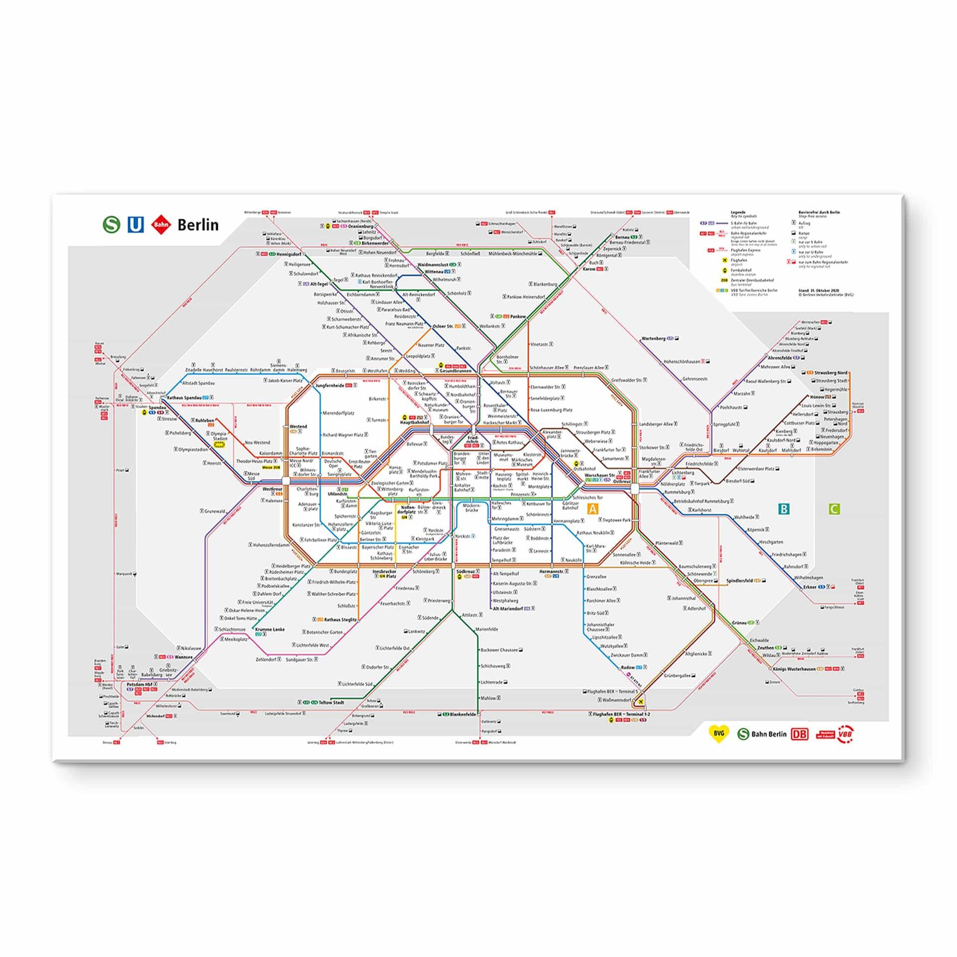 Akrylbillede BVG Berlin - Netværkskort Berlin