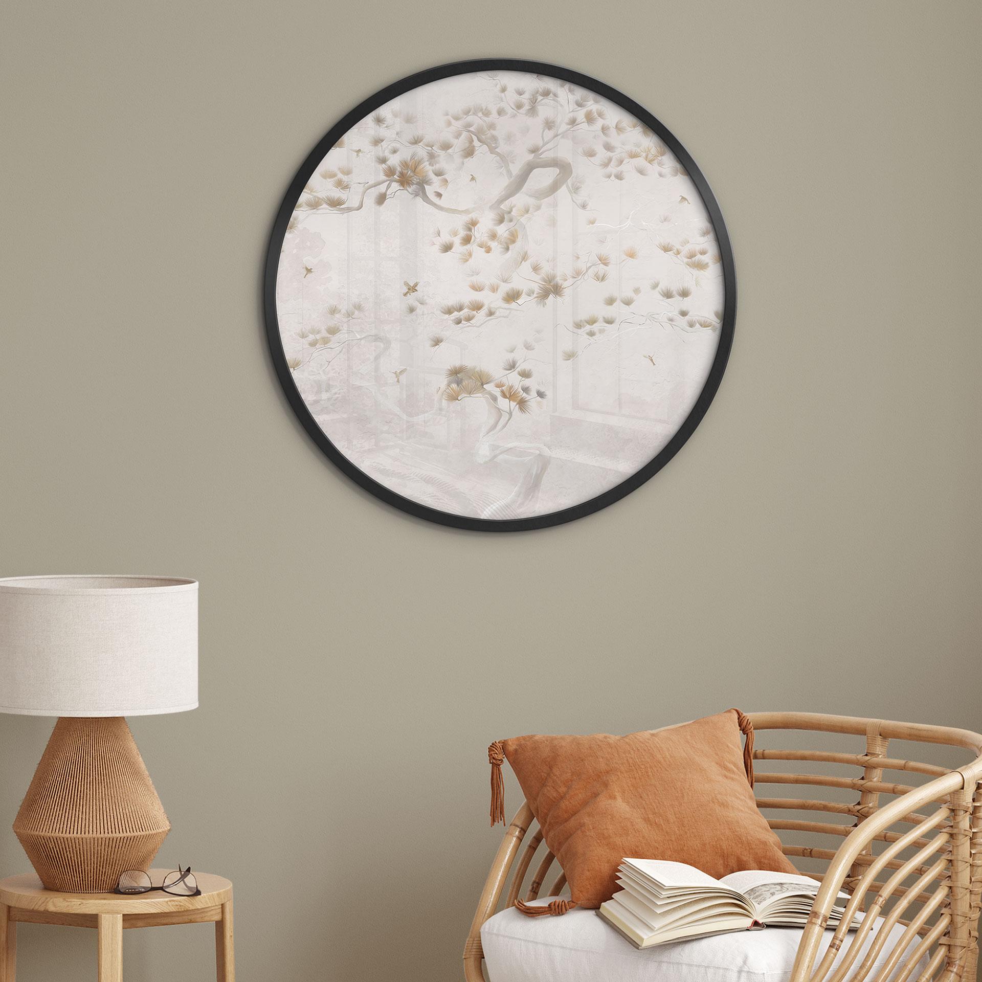 Baum Poster Elegante Kiefer im asiatischen Stil - Ms Tiff - Rund