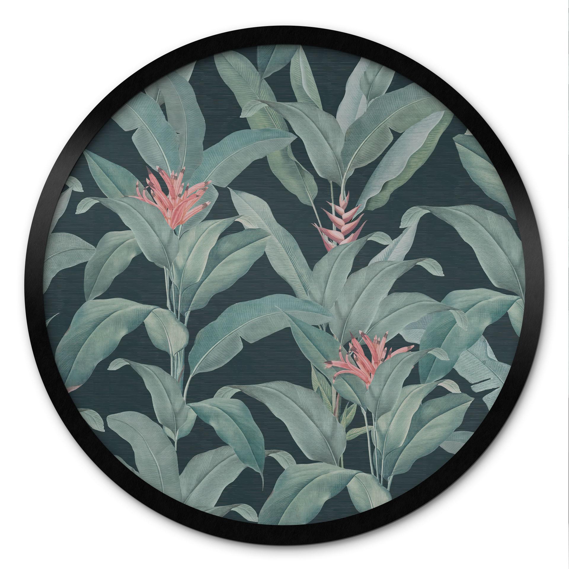 Plakat Urban Jungle Tropical Leaves Green - Bloomery Decor - Round