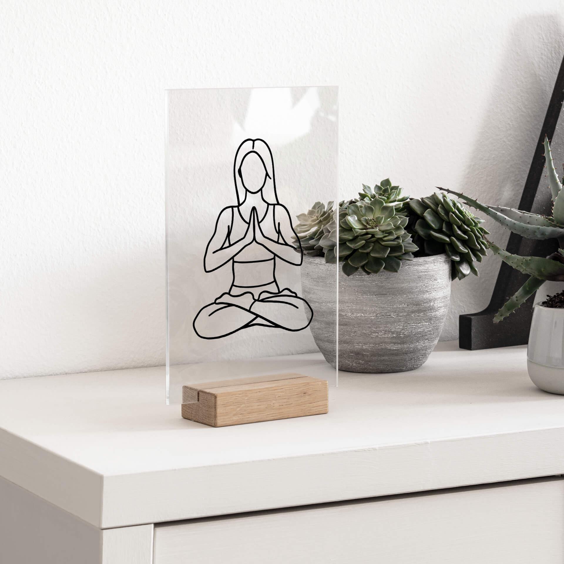 Tischaufsteller Yoga - Lotus - Line Art