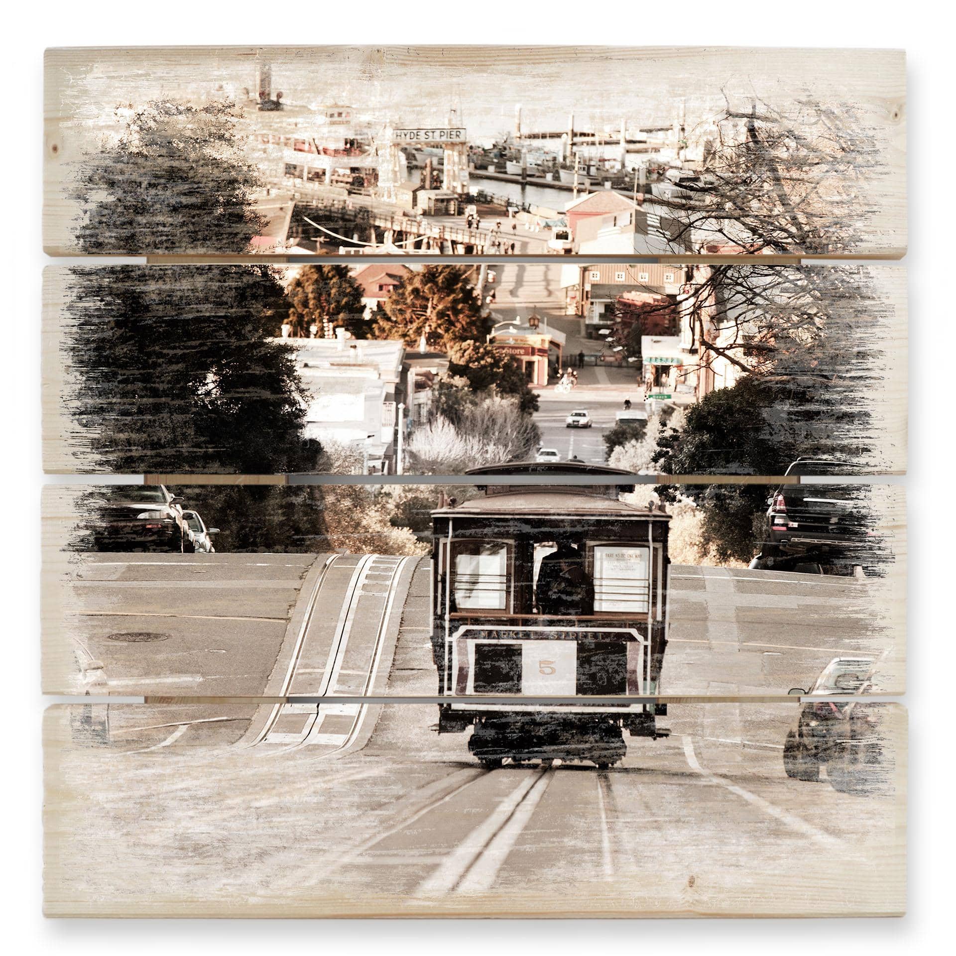 Cuadro de madera Teleféricos - 40x41,5 cm
