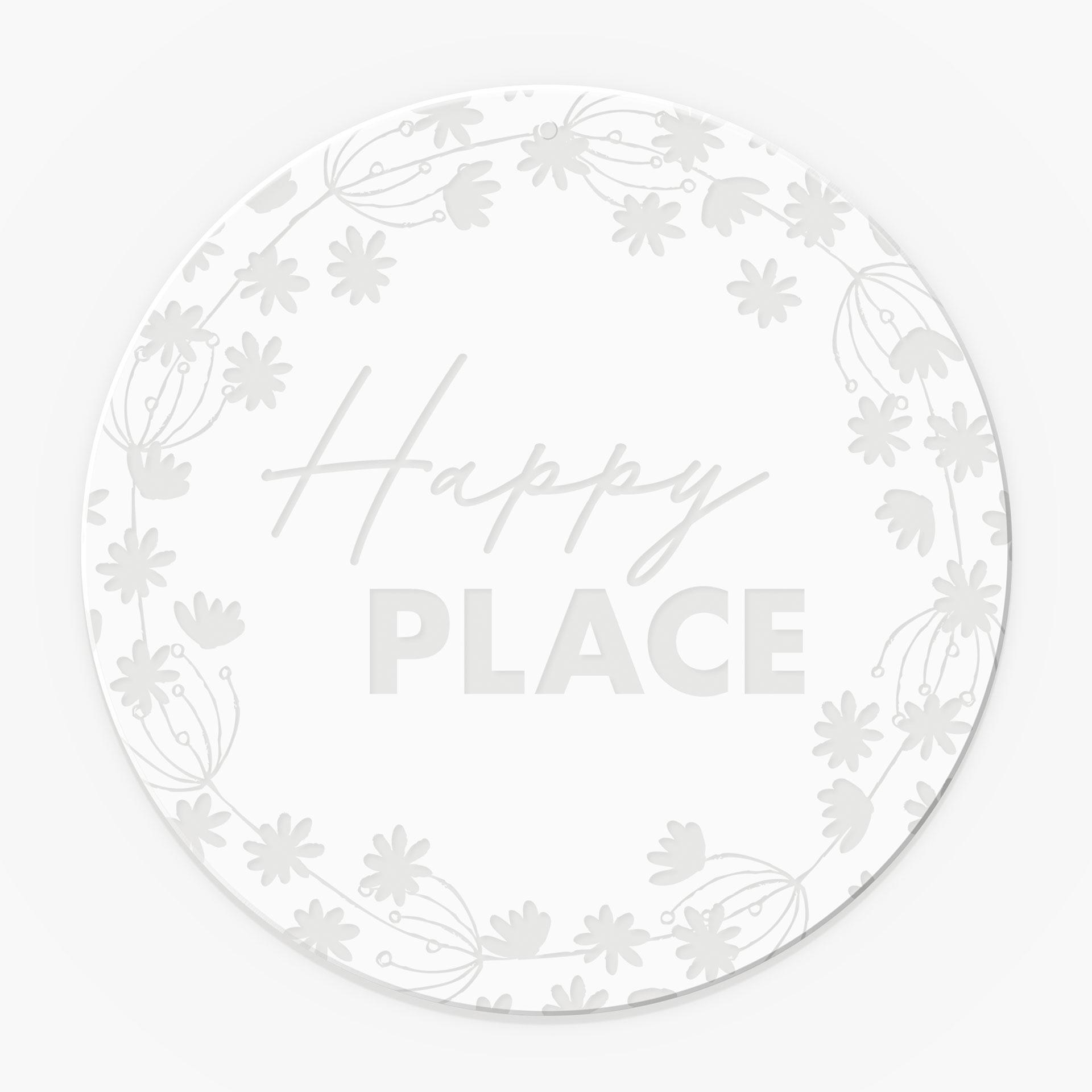 Akrylglasbillede, vinduesbillede til ophængning af Happy Place - Rund