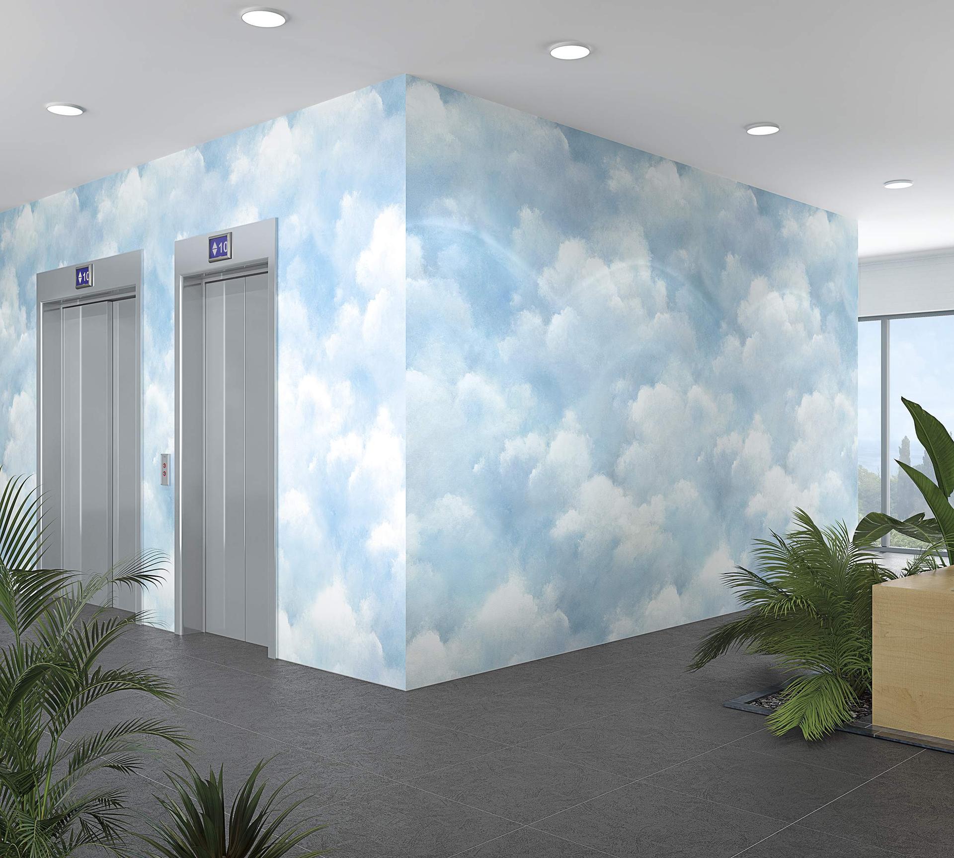 Lucht met wolken behang, blauw Uni 3.40 x 2.12 m