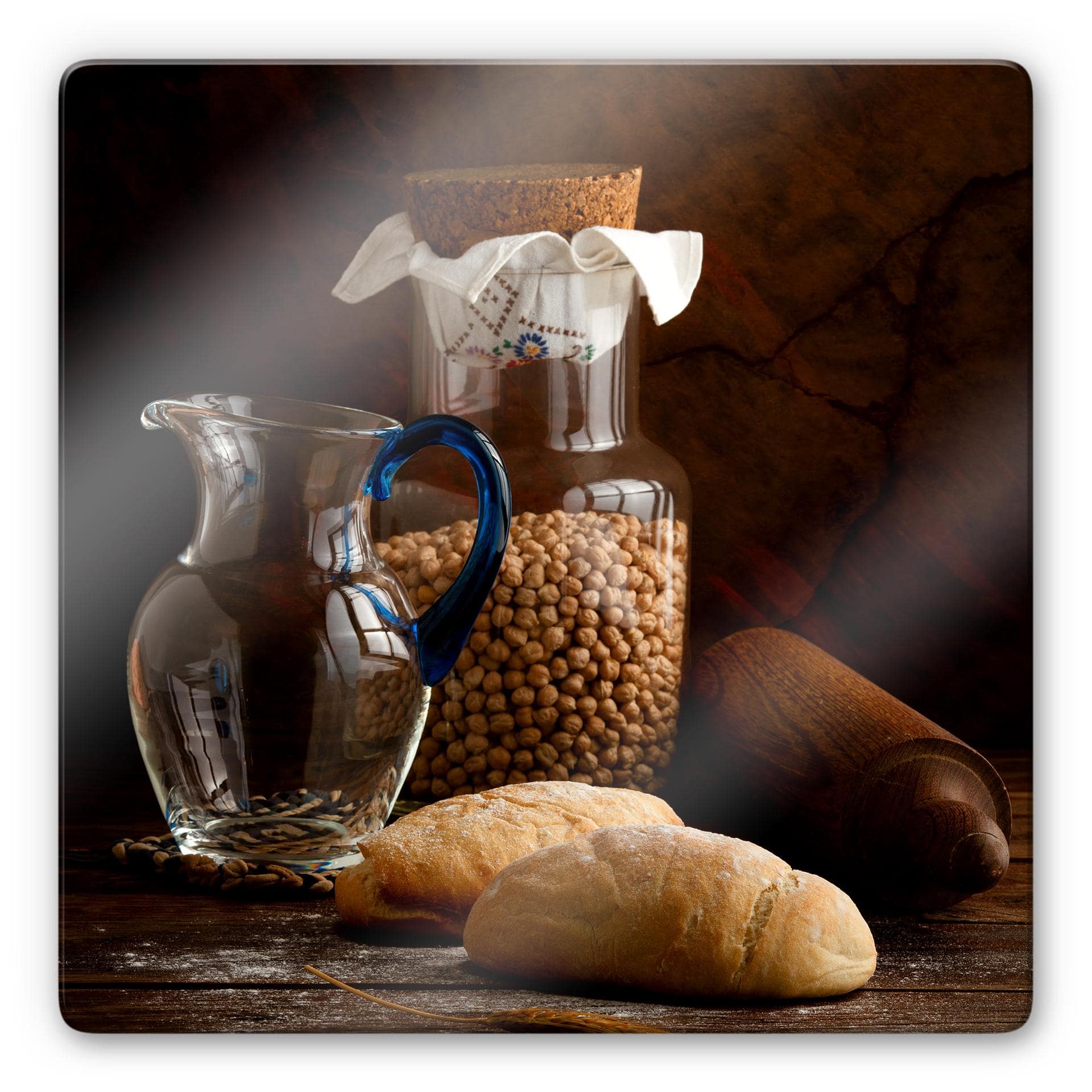 Glasschilderij Laercio - Italian Breads - vierkant