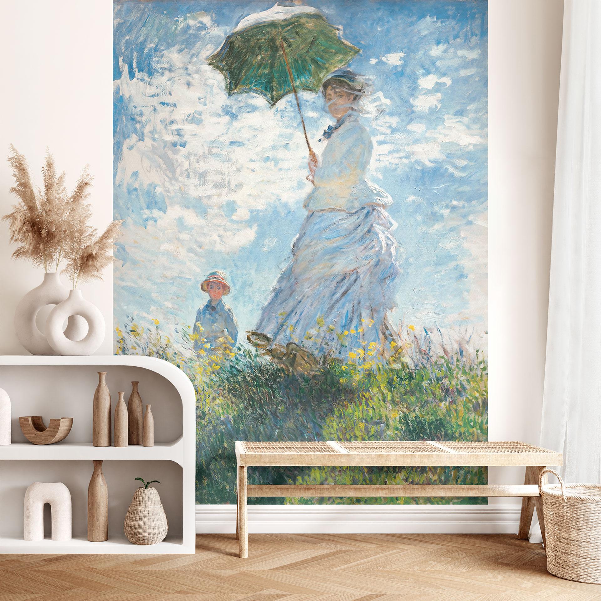 Fototapet Monet - Kvinde med parasol - Madame Monet og hendes søn