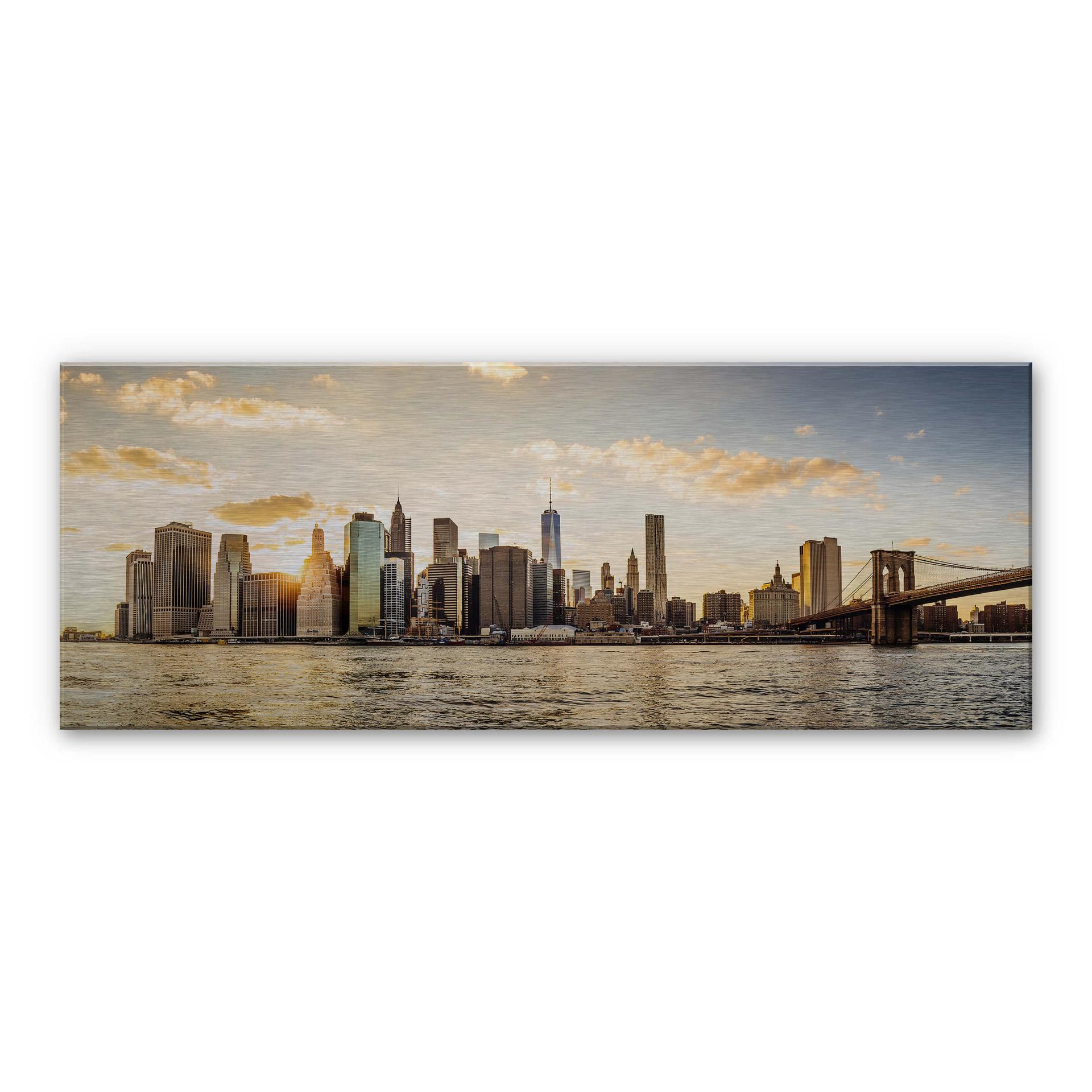 Alu-Dibond zilver effect Manhattan Sunset