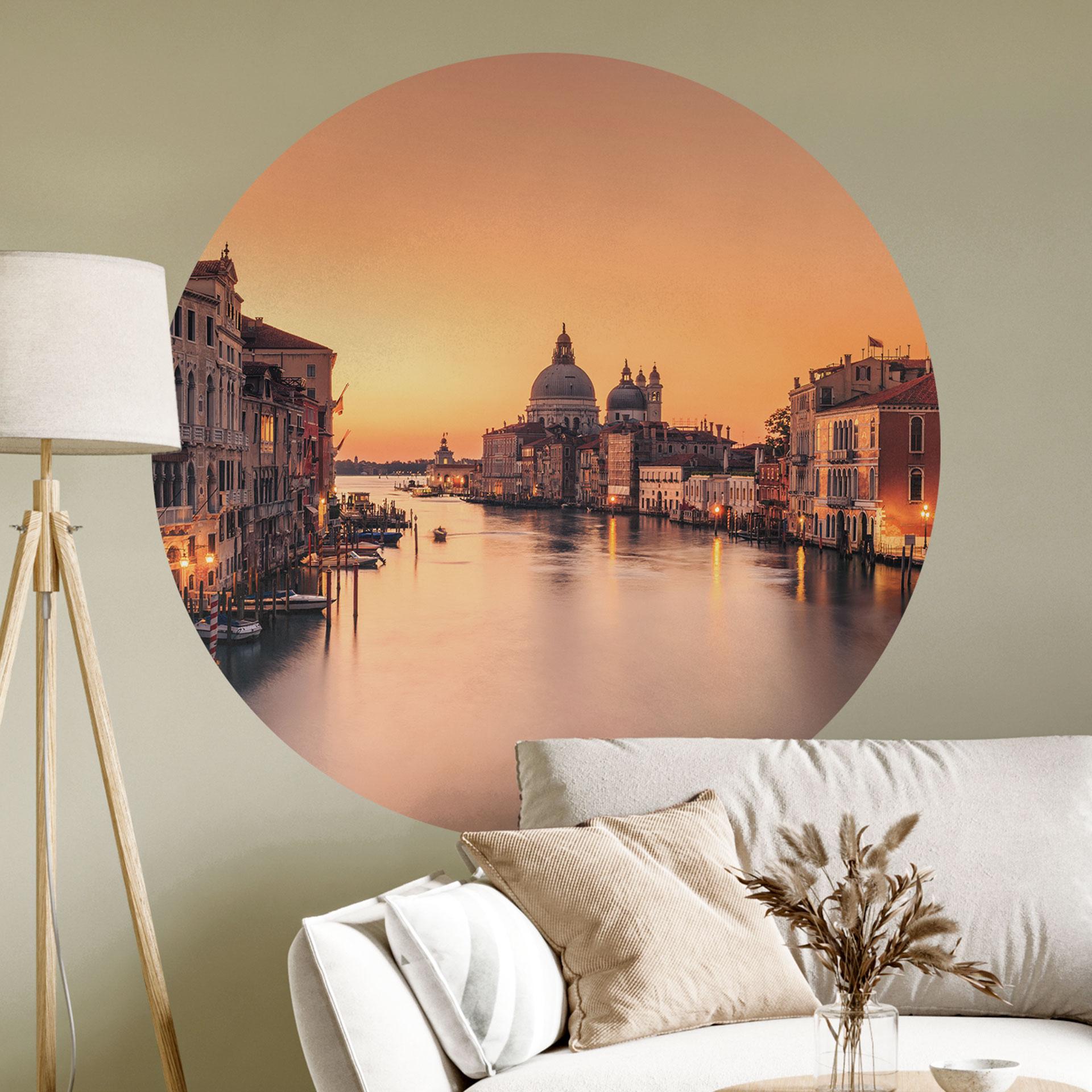 Wallsticker Solnedgang i Venedig - Zhang - Rund