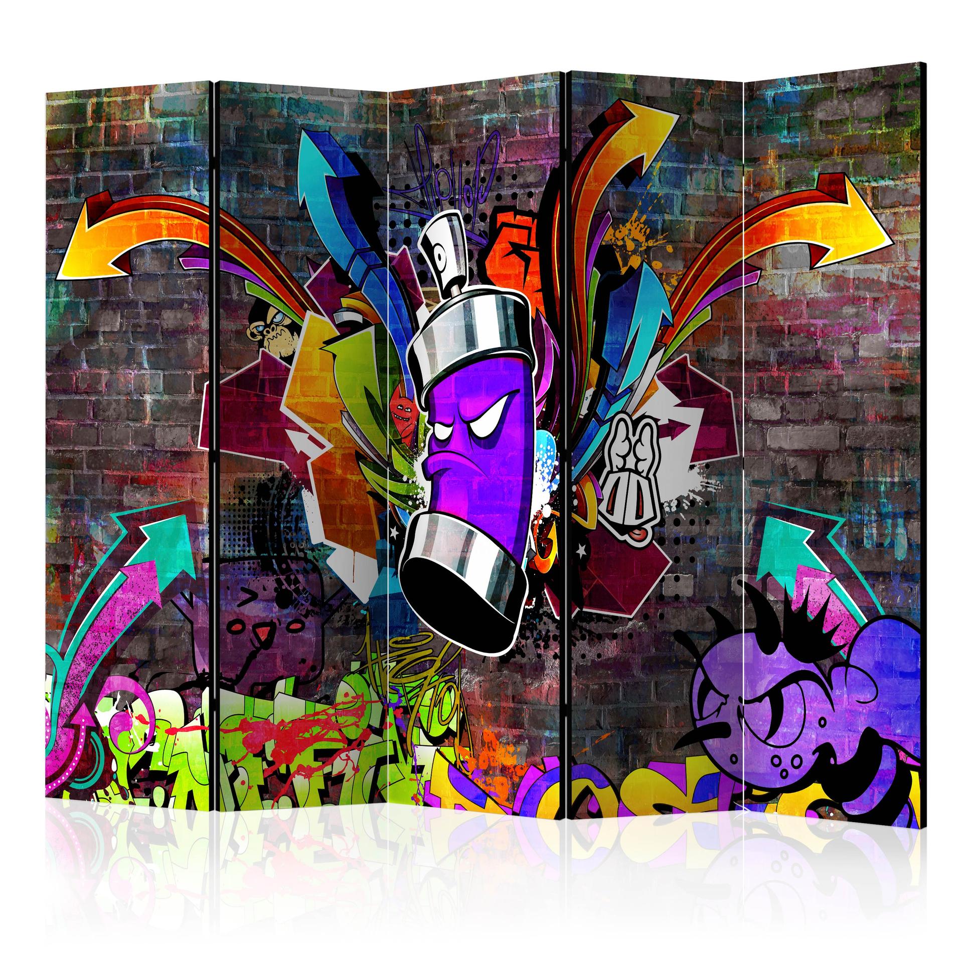 Rumdeler - Graffiti: En eksplosion af farver , 5-delt - 225x172 cm