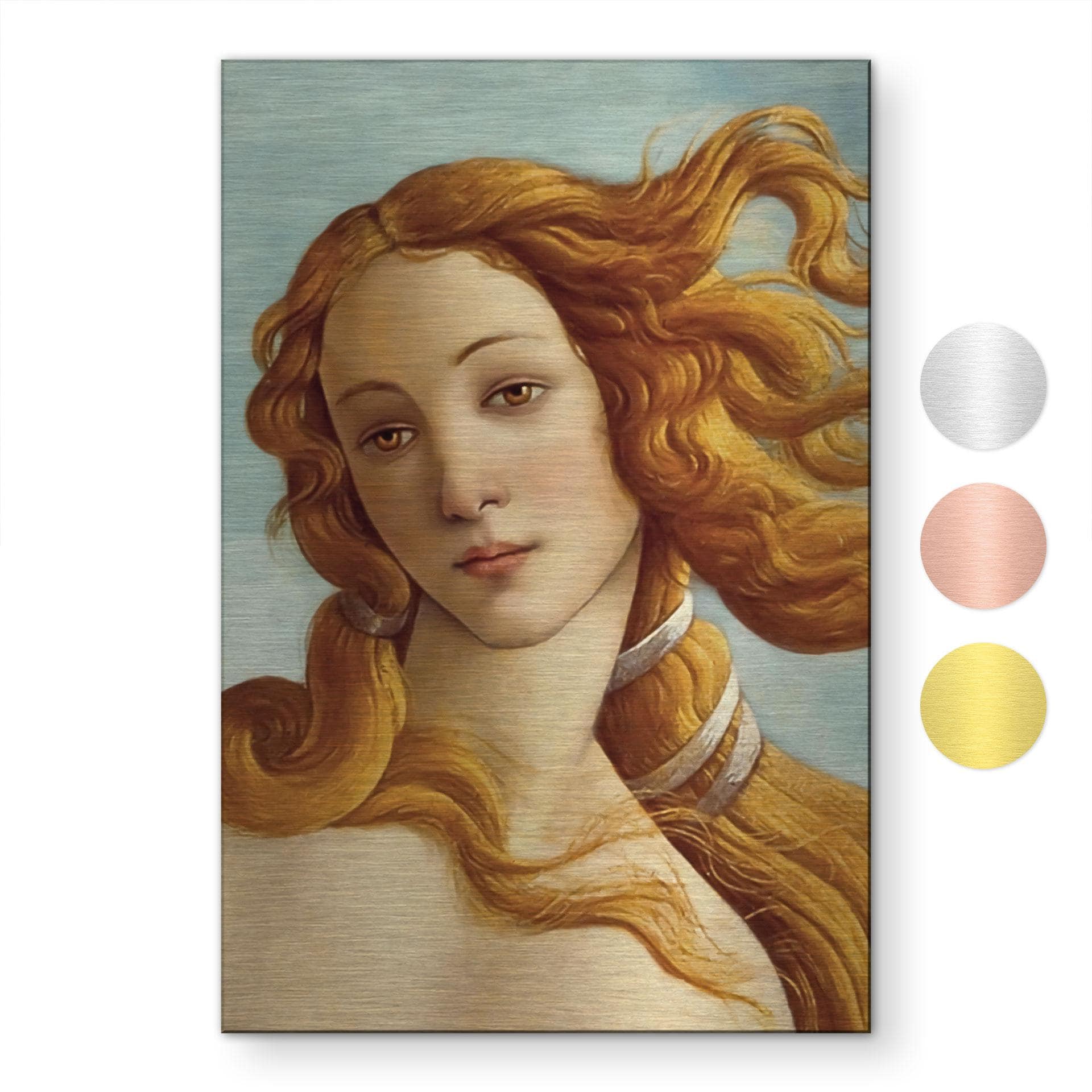 Geborsteld Alu-Dibond met goud-, zilver- & kopereffect - Portret van Venus - Botticelli