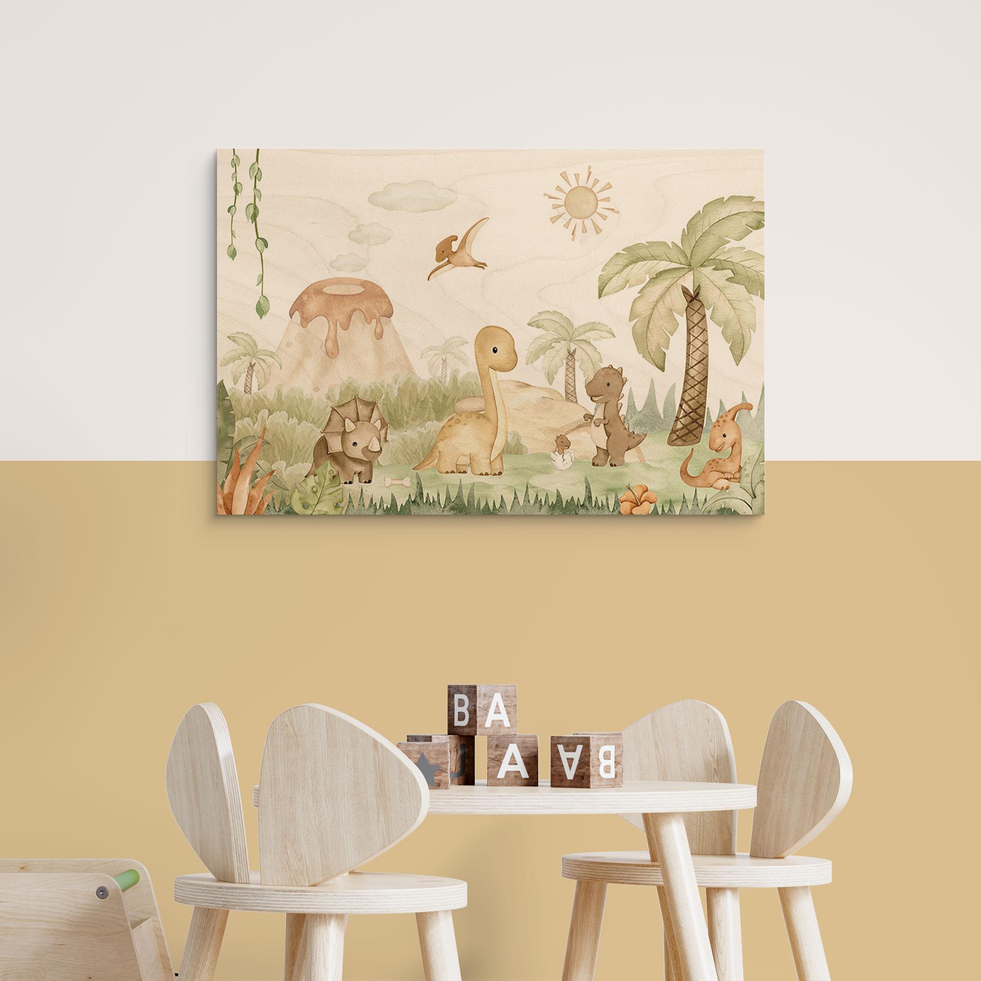 Holzbild Kleine Dinos auf großer Entdeckungsreise - Oliver Robins