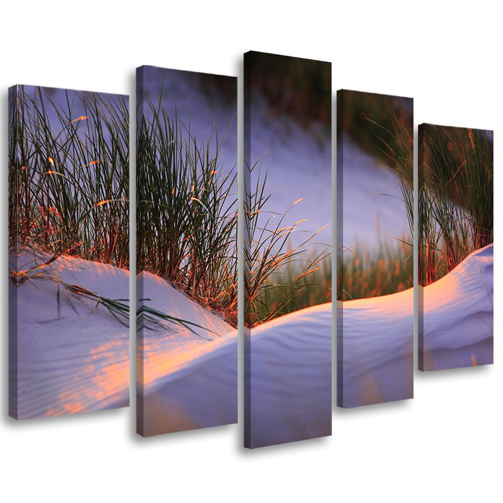 Lærred print 5 stykker, strand hav sand sol
