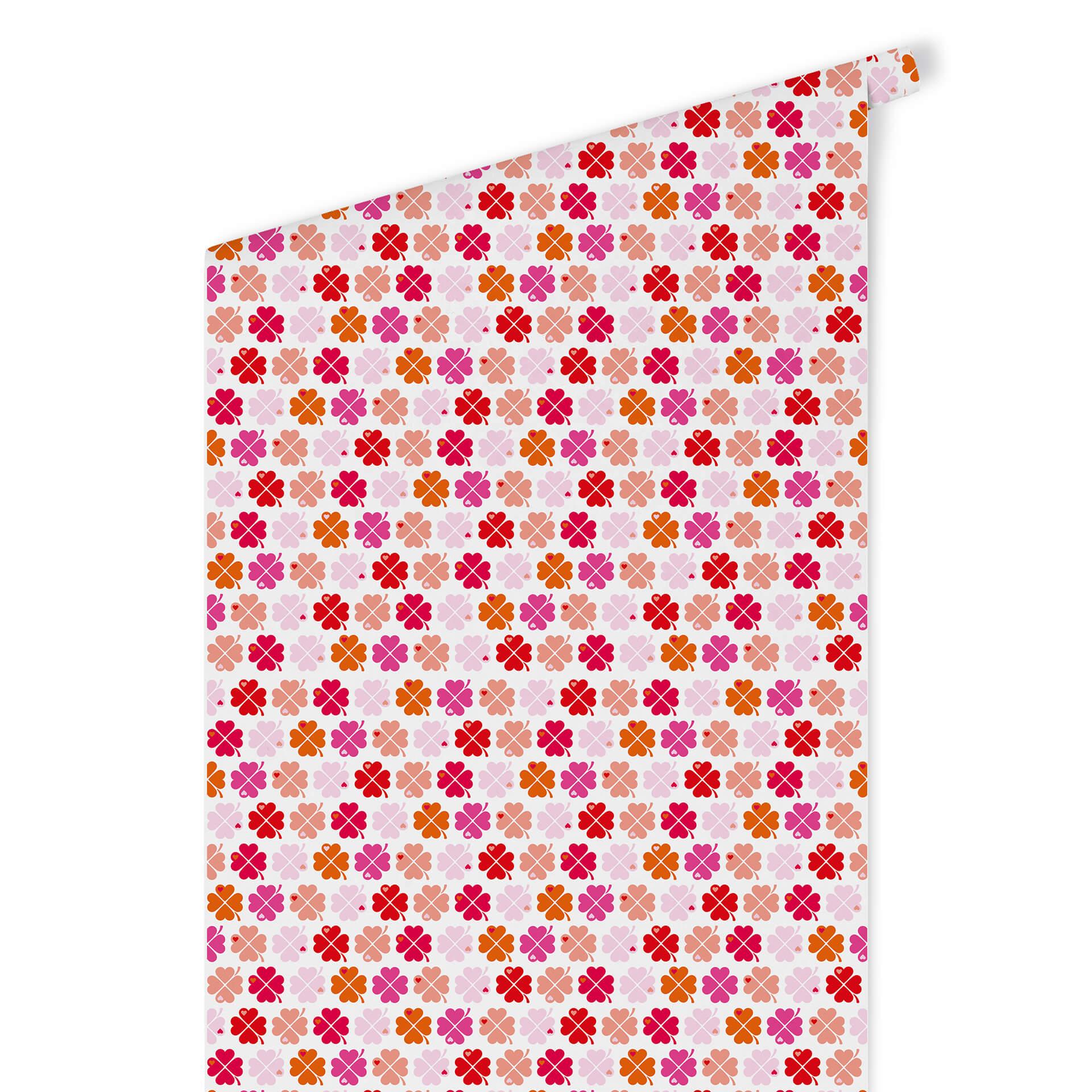 Patroonbehang byGraziela - Klavertjes vier roze
