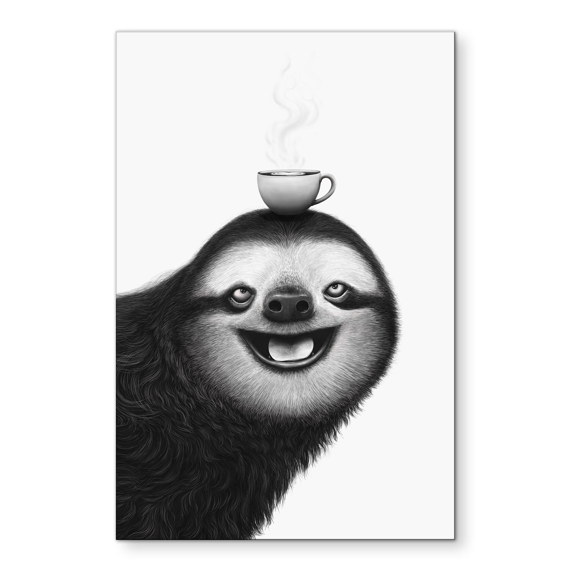 Tableau Paresseux joyeux avec café - Korenkova - Alu-Dibond