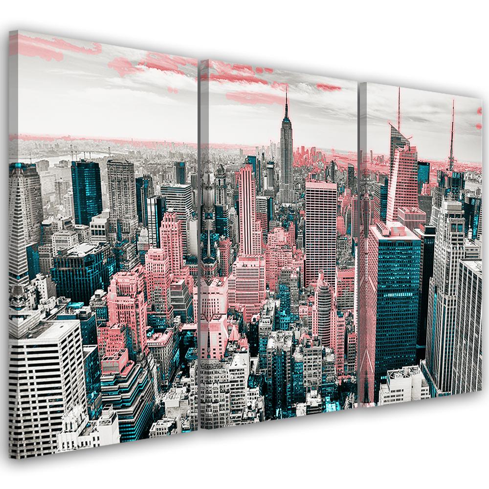 3 stykke lærredstryk, New York City Skyline USA