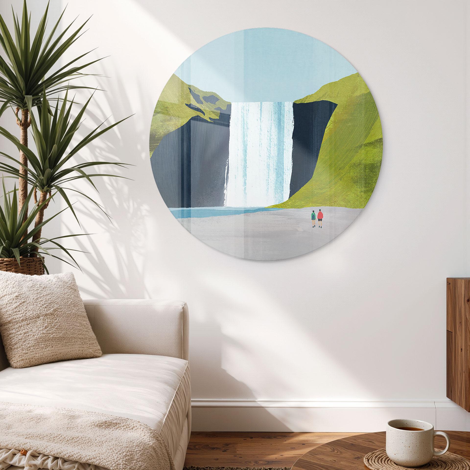 Glas billede Vandfald i bjergene - Rivers - Rund