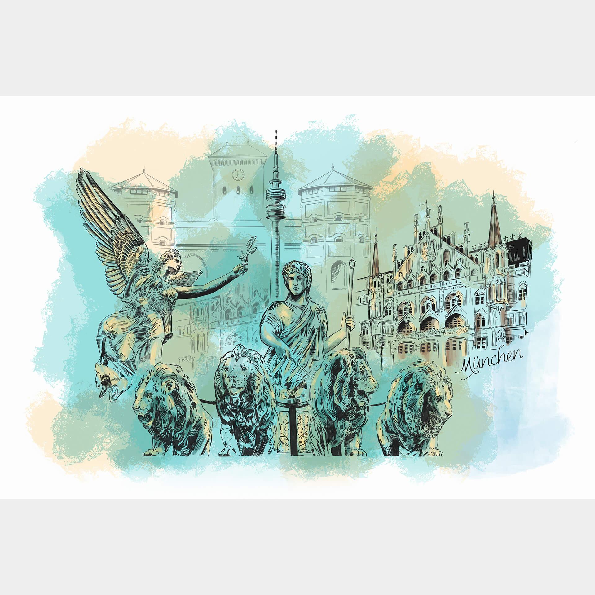 Fotobehang Love your City - Munchen, Duitsland