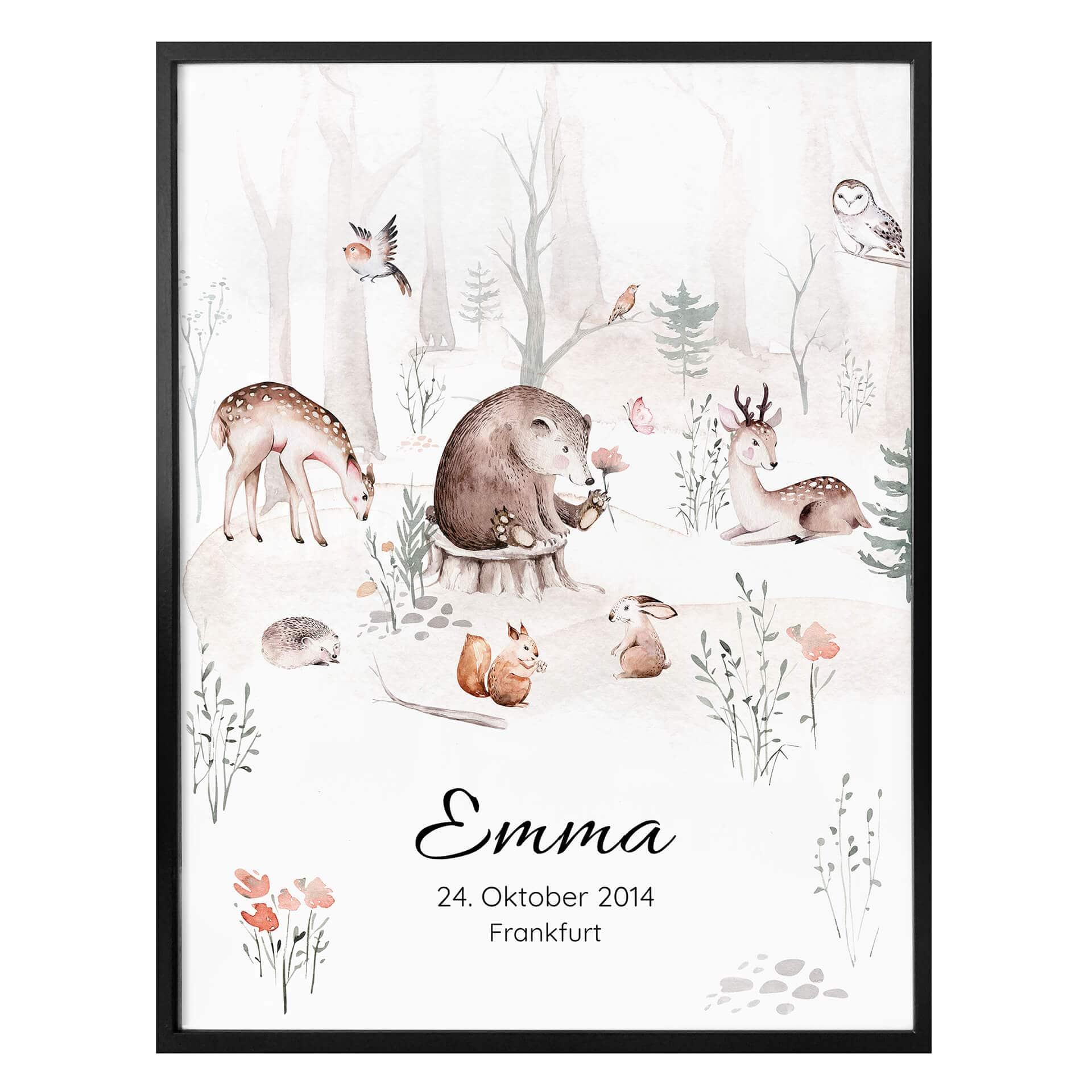 Gepersonaliseerde poster Kvilis - Dierenvrienden in het bos