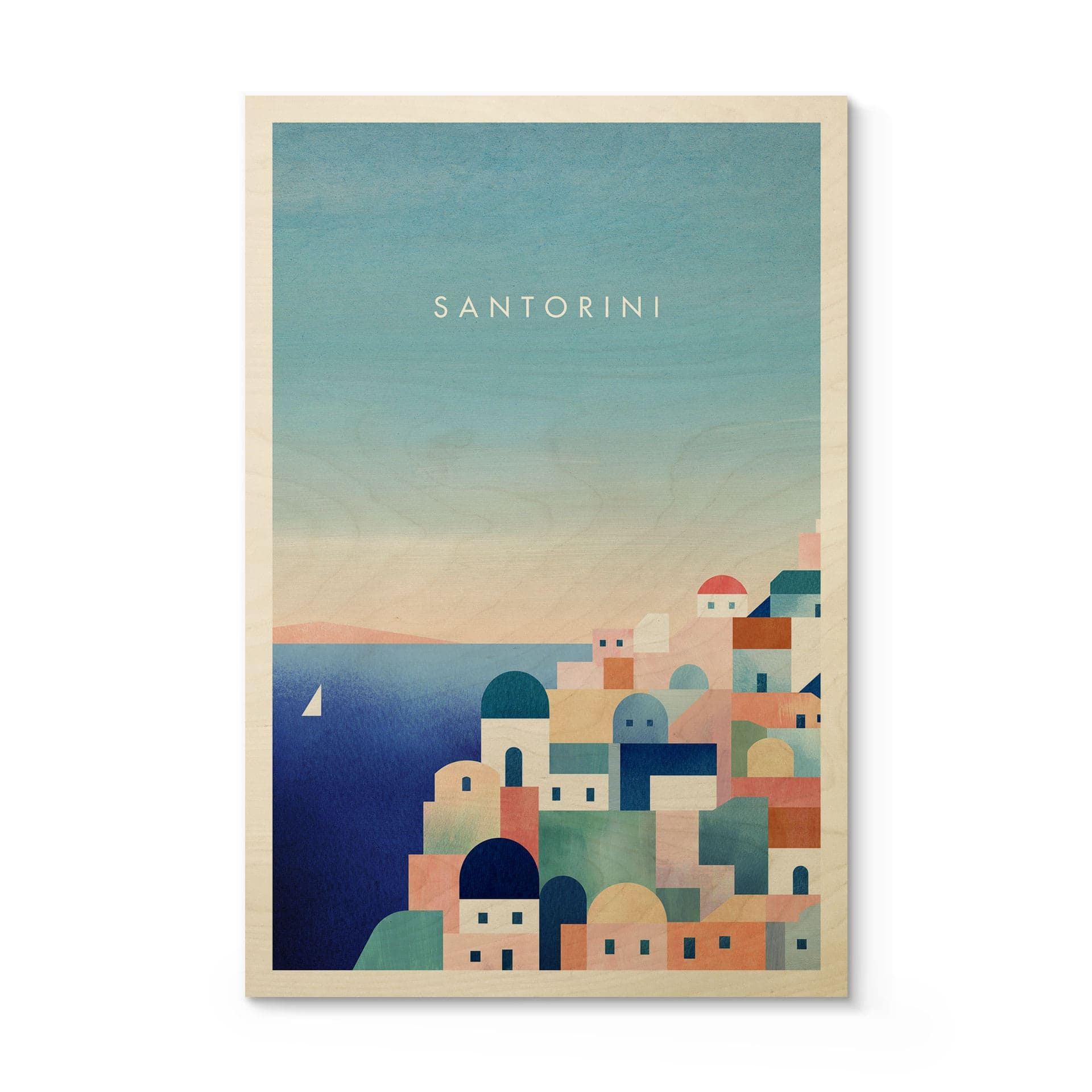 Træplakat Huse på Santorini - Rivers