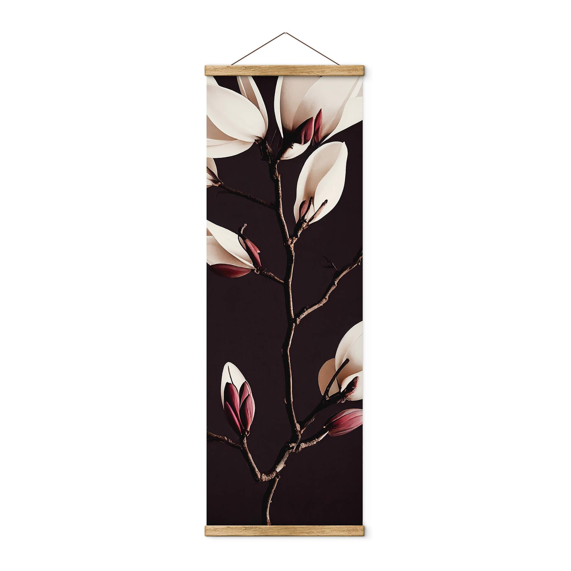 Textil poster Ädla magnoliablommor - Blomsterbanner panorama - Treechild