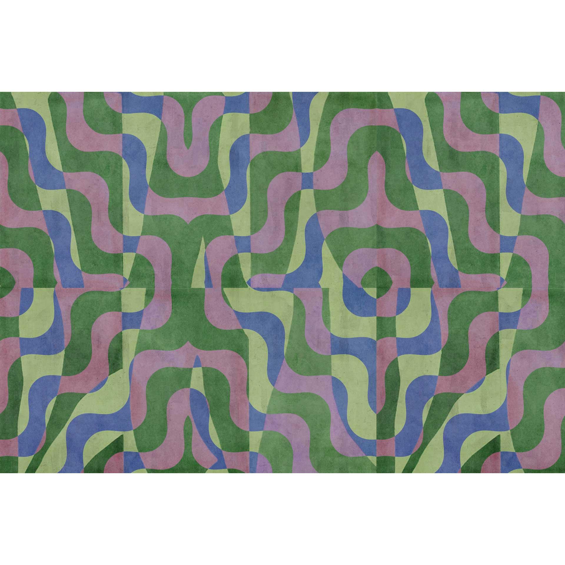 Abstracte golven muurschildering in pastelkleuren - creatief vliesbehang