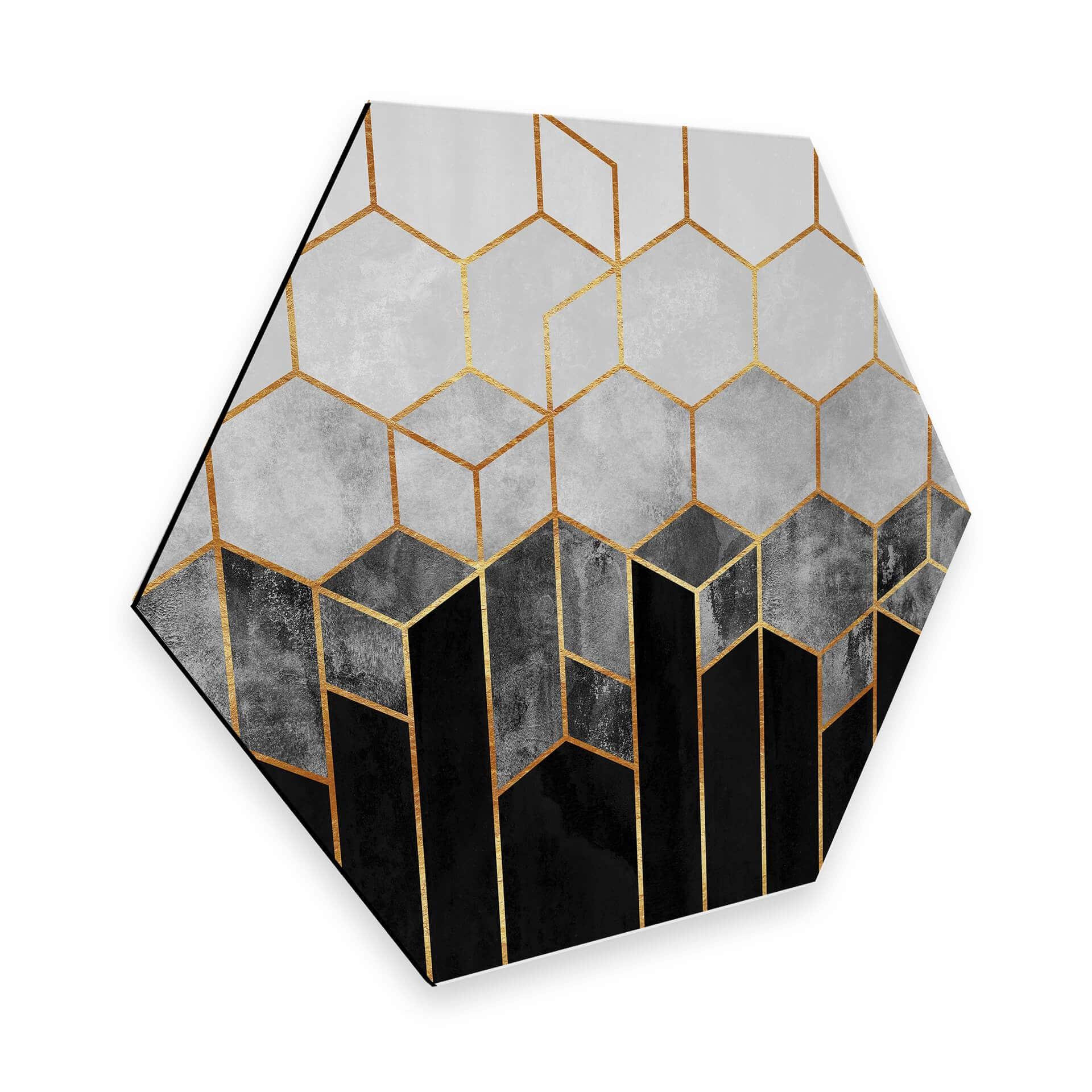 Hexagon Dibond Fredriksson - Black hexagons