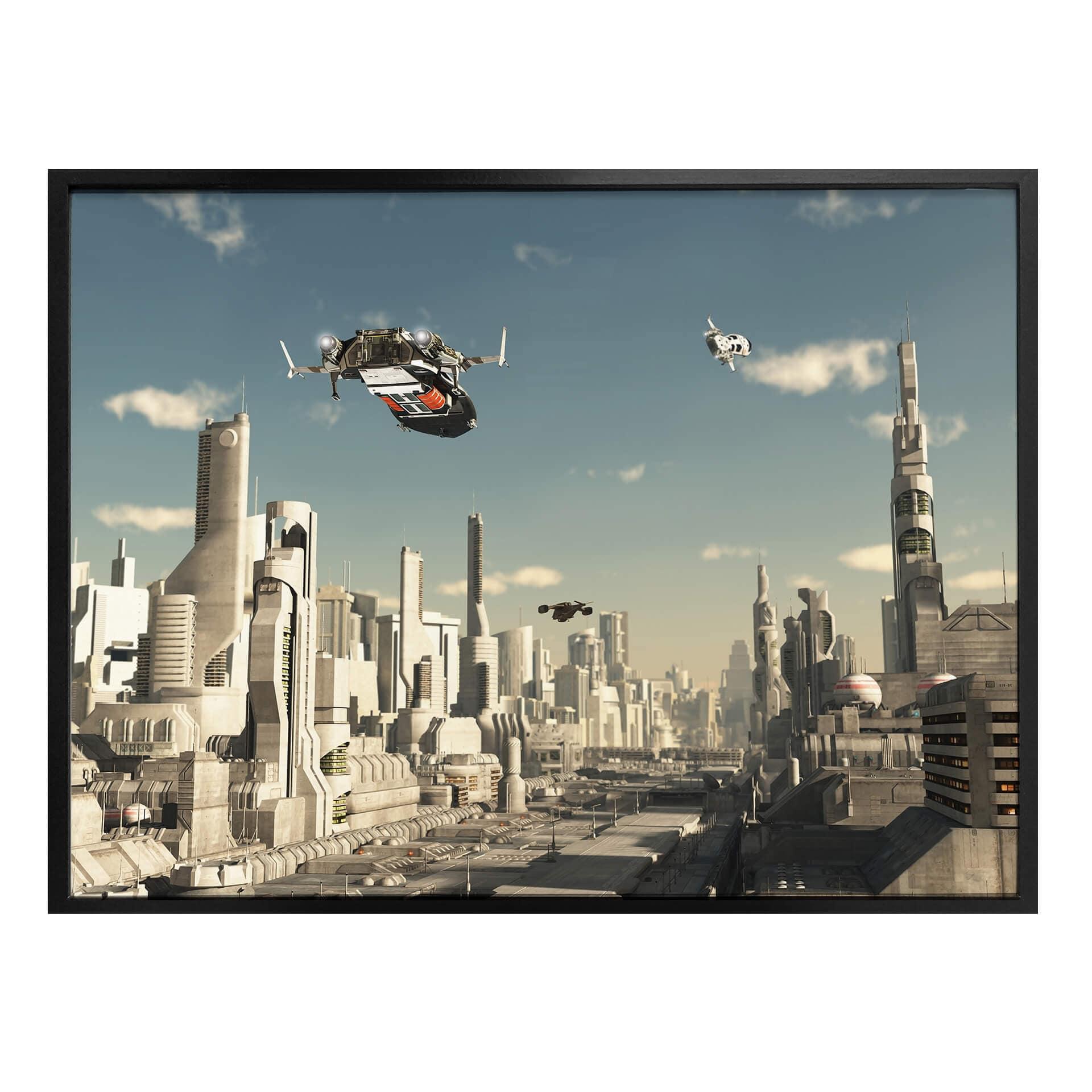 Plakat - 3D Sci-Fi landing i byen
