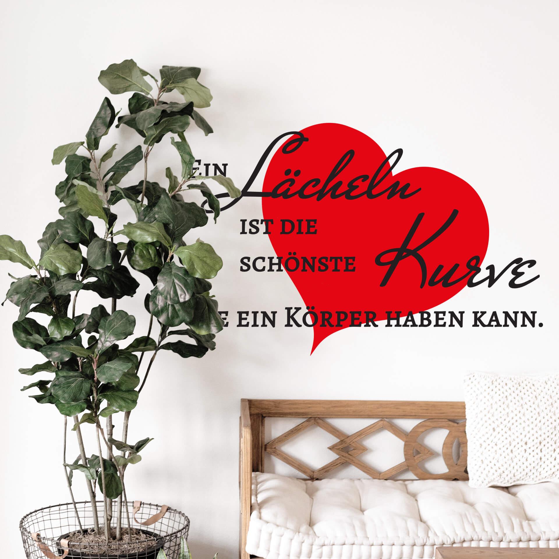Wandtattoo Ein Lächeln ist die schönste Kurve... (2-farbig)