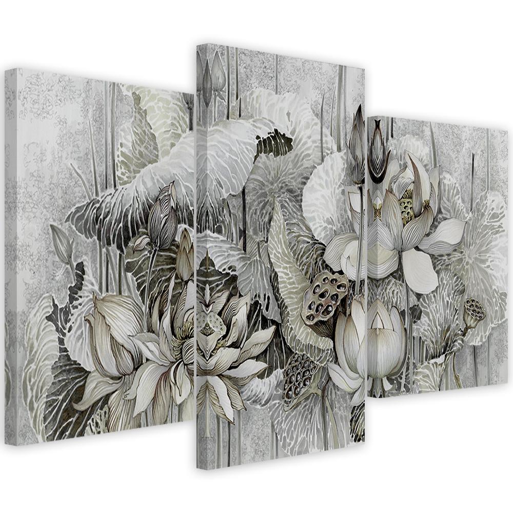 3 stykke lærredstryk, Saint Lotus-blomster
