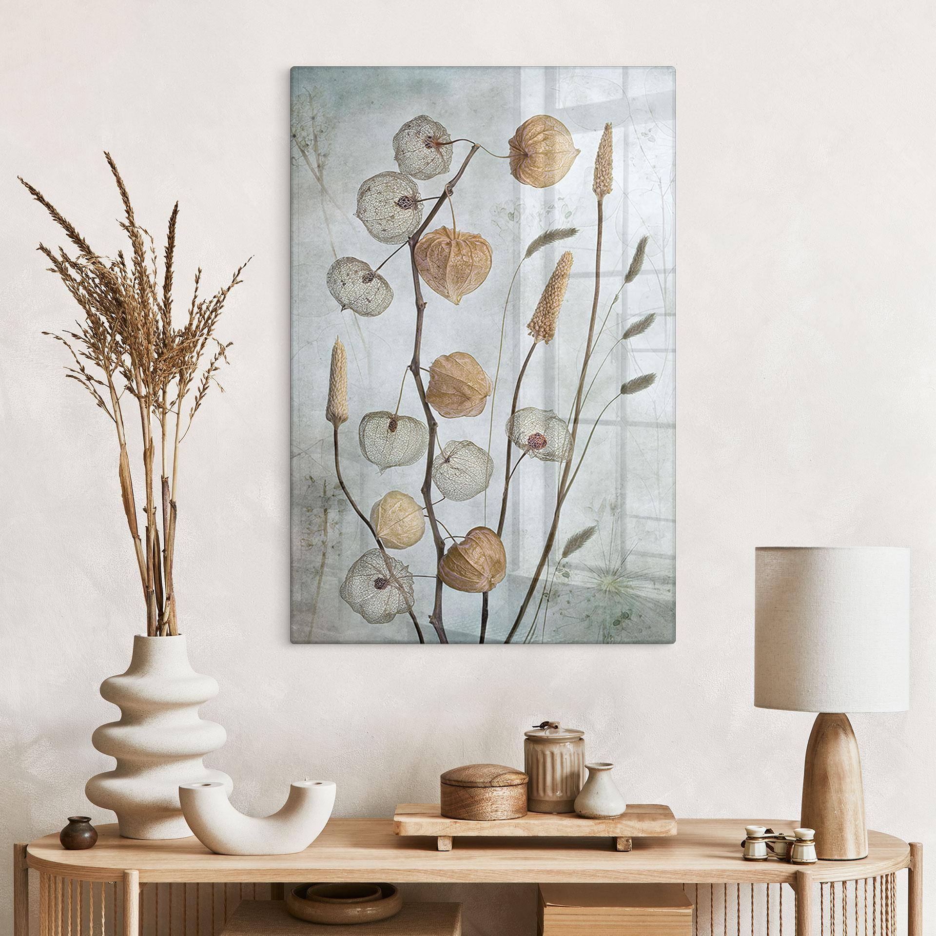 Glasschilderij Gedroogde lampionbloemen - Disher
