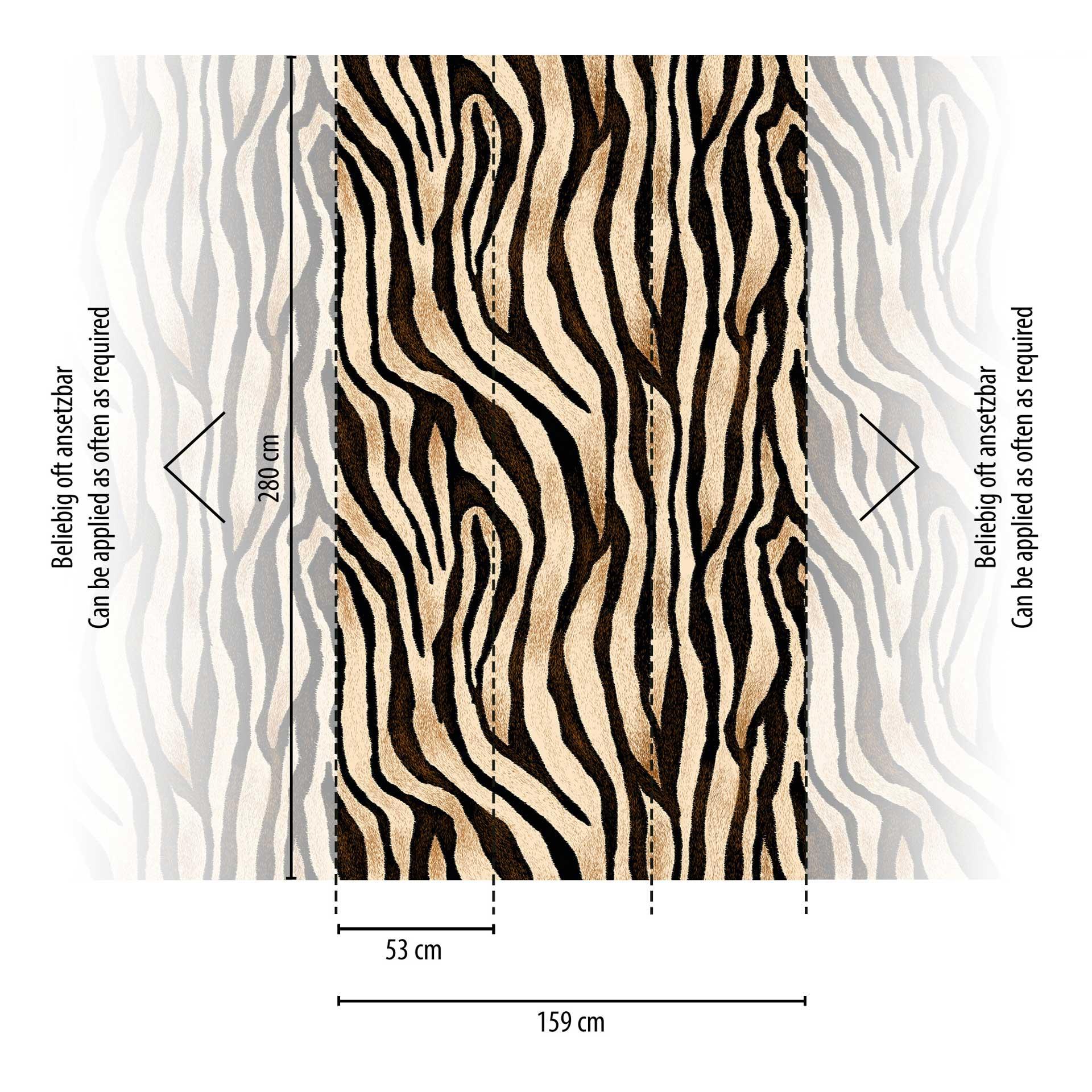 zebra patroon behang beige zwart - vliesbehang dierenprint - exotisch behang