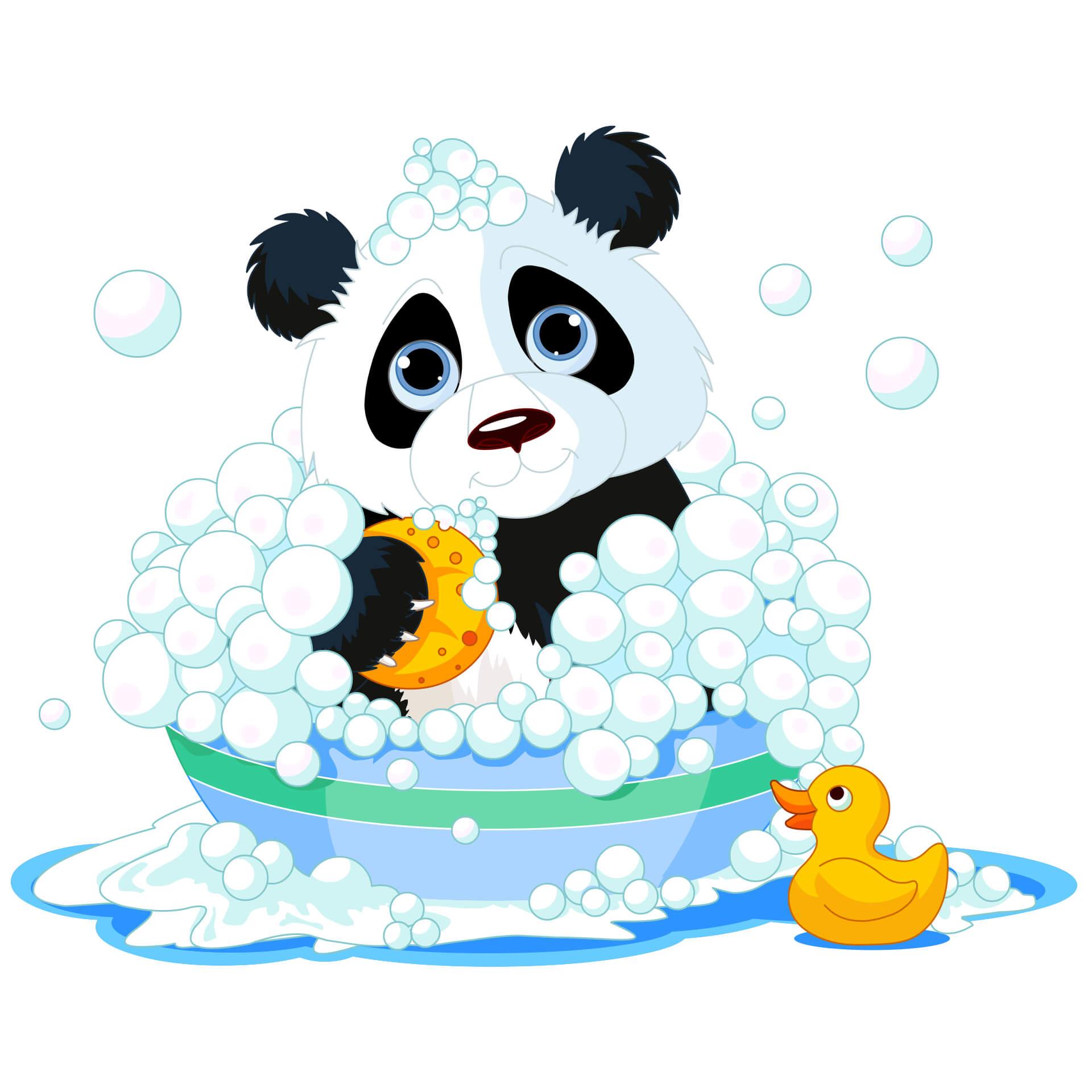 Panda che fa il bagnetto