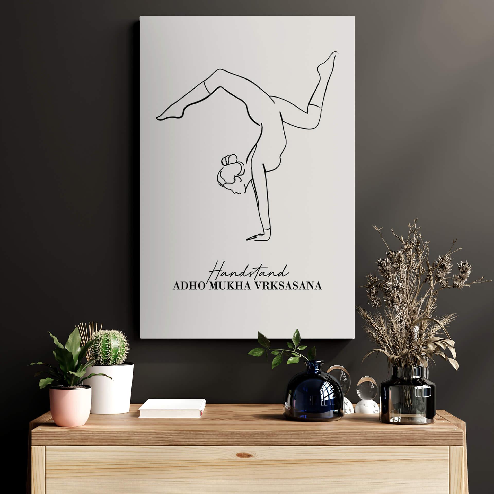 Leinwandbild Yoga - Handstand - Line Art