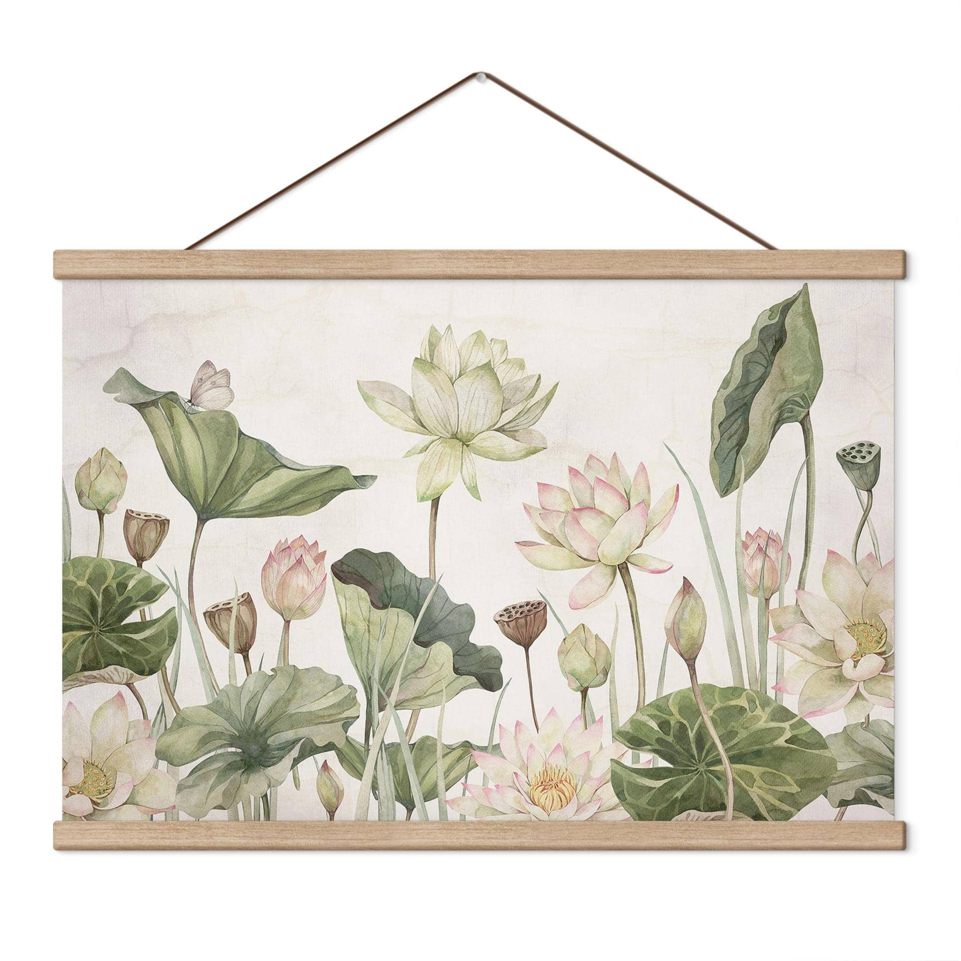 Textielposter Waterlelie-idylle in pastel - Sir Edward