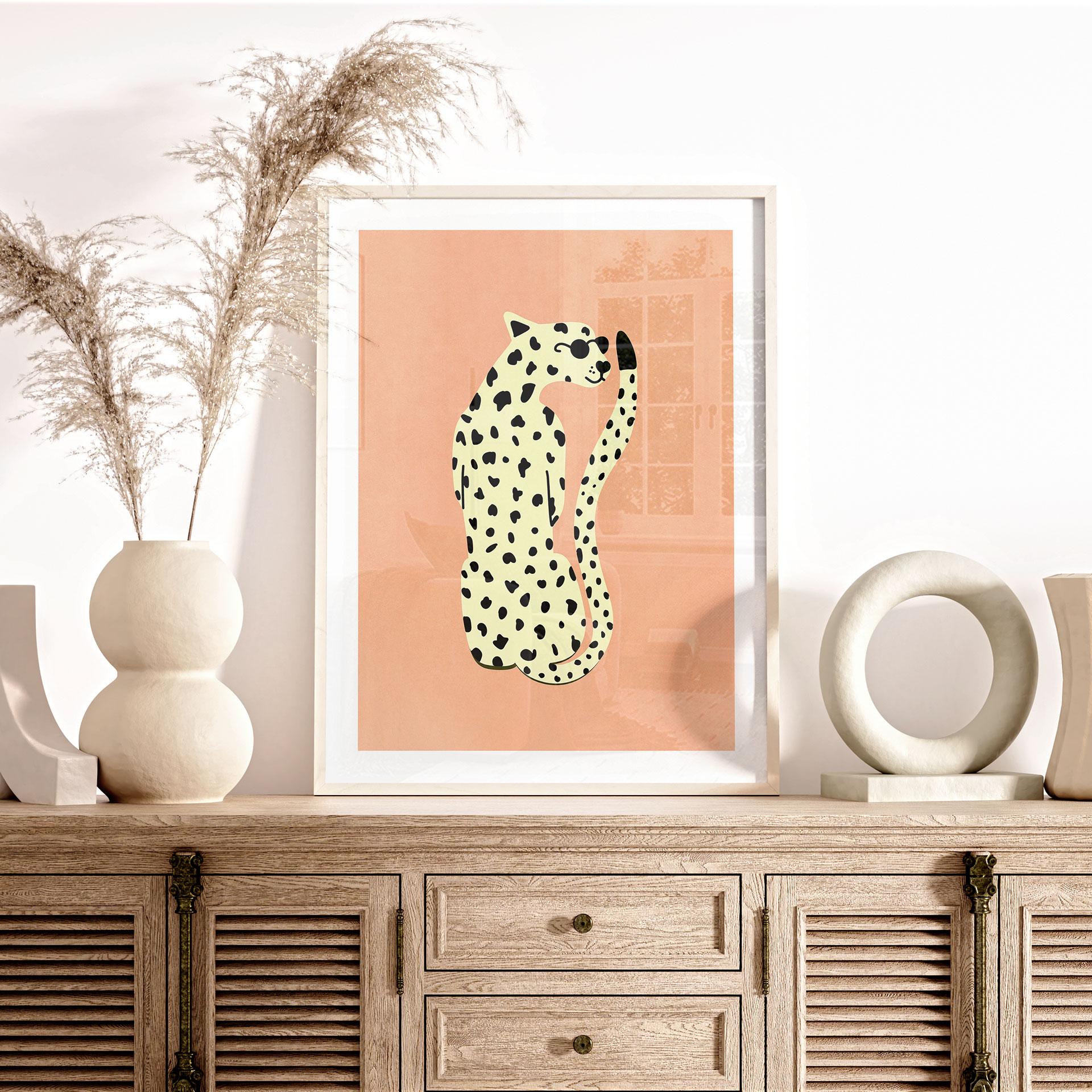 Plakat Elegant gepard med solbriller - Oltmanns