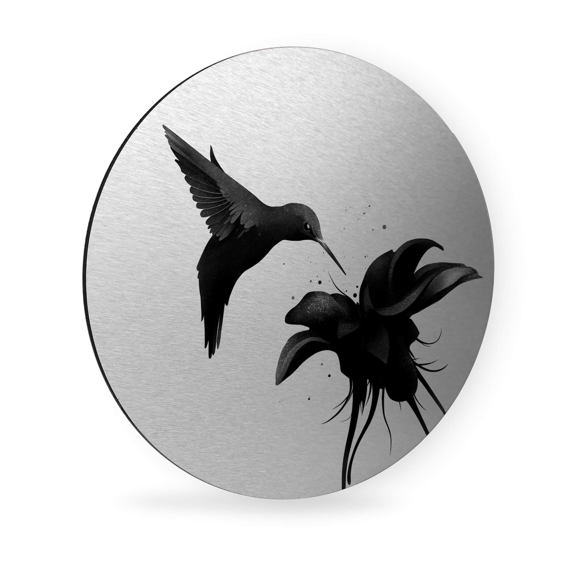 Alu-Dibond Rund Sølveffekt - Ireland - Hummingbird – print på aluminium (Alu-Dibond)