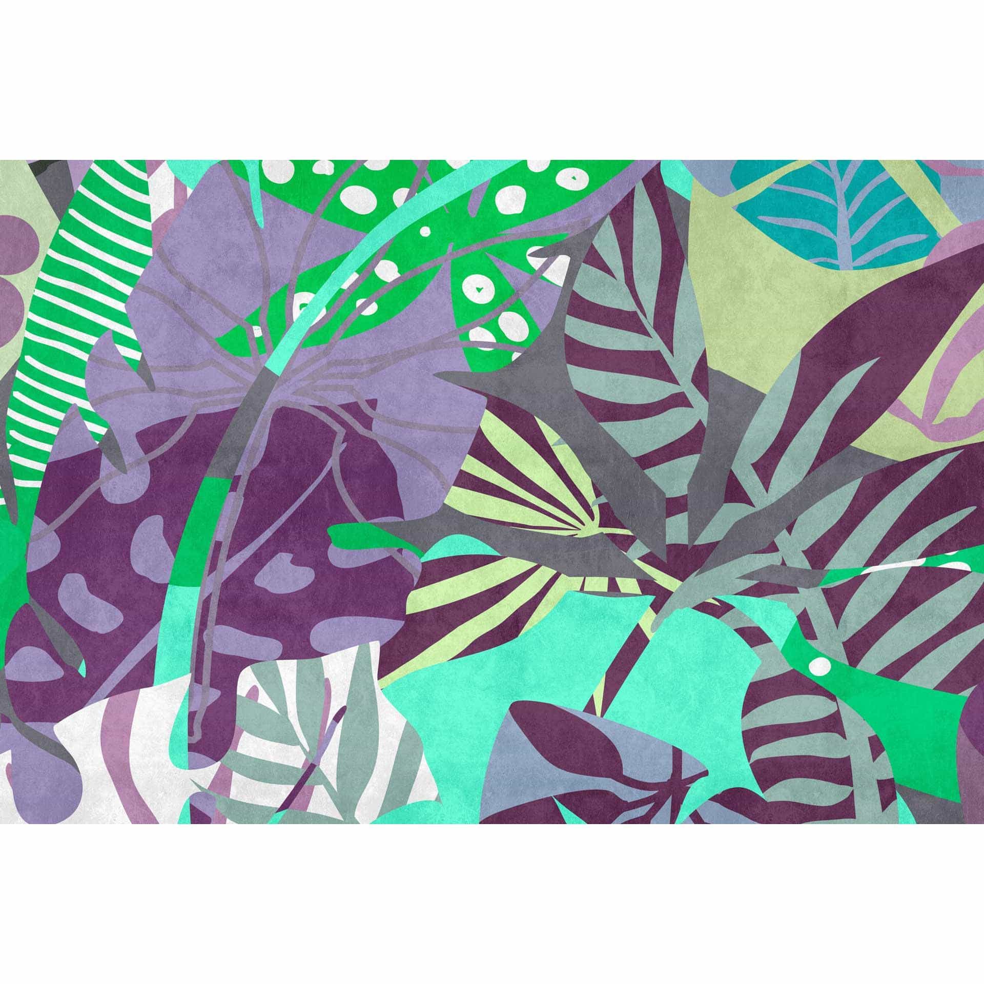 Exotisch bladpatroon behang in groene tinten - stijlvol vliesdesign