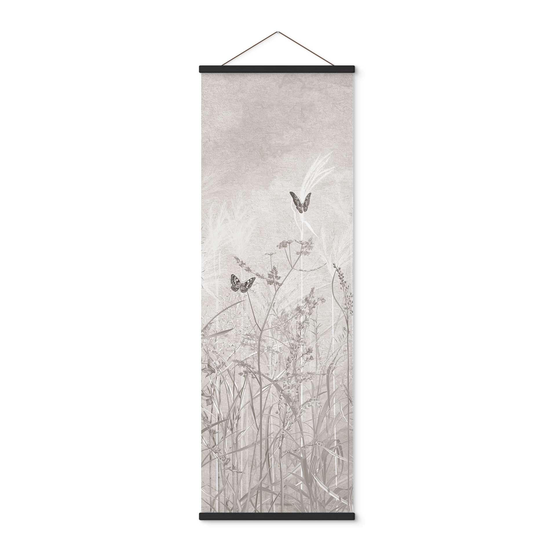 Textielposter wilde bloemenweide met vlinders in Scandinavisch design - Ms Tiff - Panorama