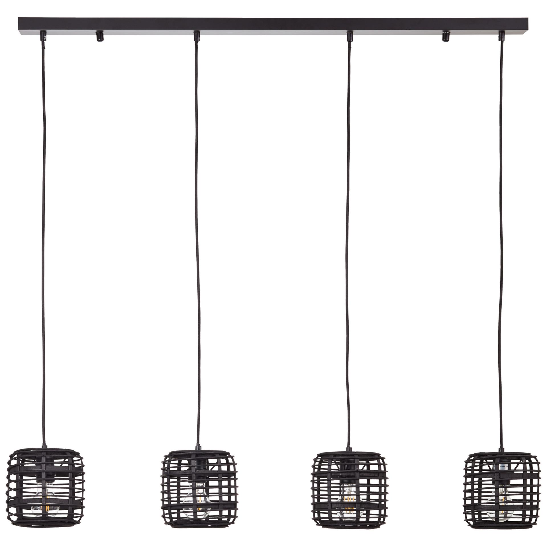 Pendelleuchte Elma, schwarz, 110 x 106 cm, Bambus Pendellampe