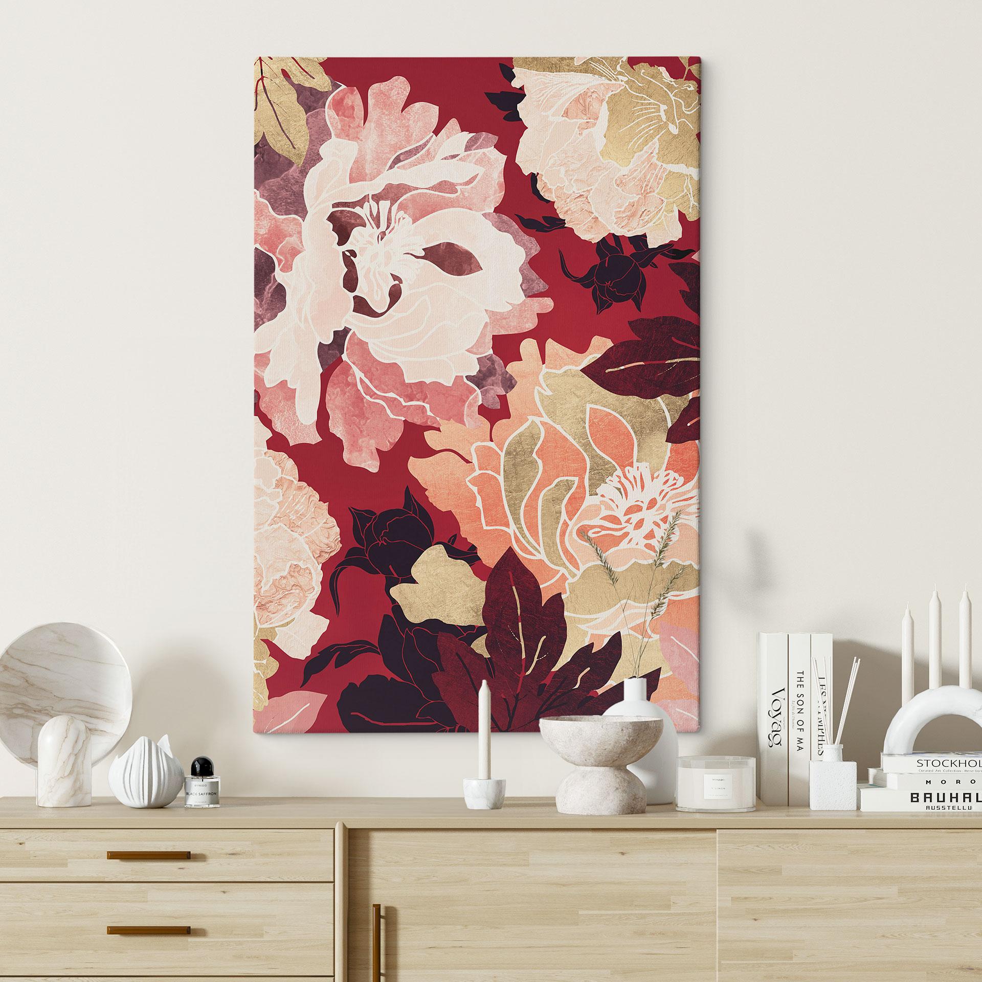 Lærredsprint - Pæoner med store blomster - SpaceFrog Designs