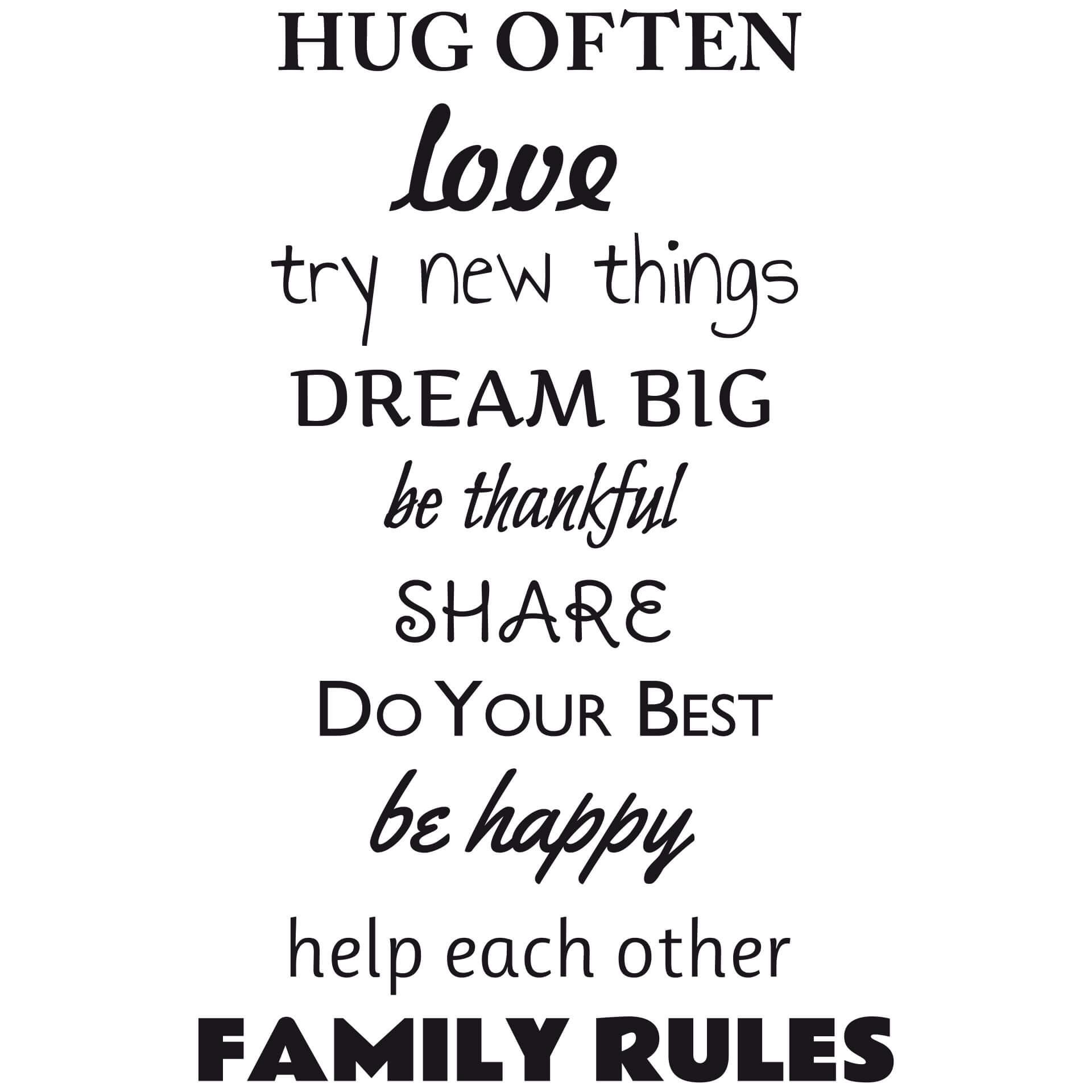 Wallsticker Stufen-Wandtattoo Family Rules - 43x67 cm