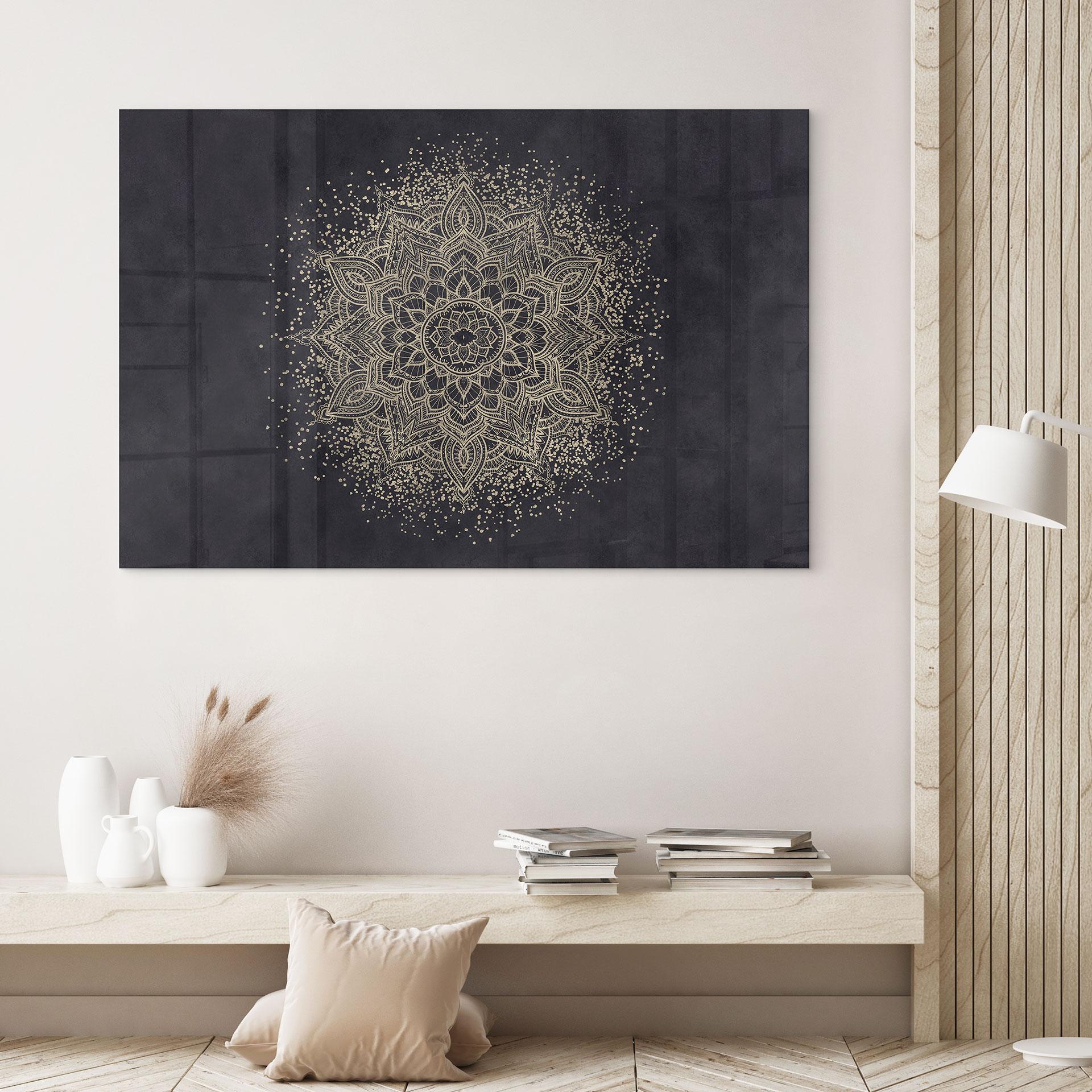 Akrylbillede Elegant mandala i sort og guld - Bloomery Decor